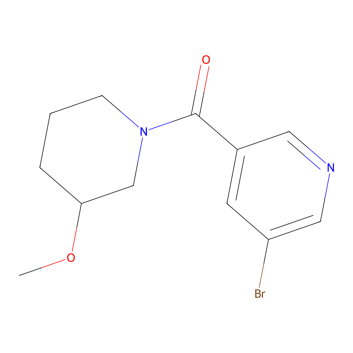 3-Bromo-5-(3-methoxypiperidine-1-carbonyl)pyridine molecular structure, CAS 1916592-91-0
