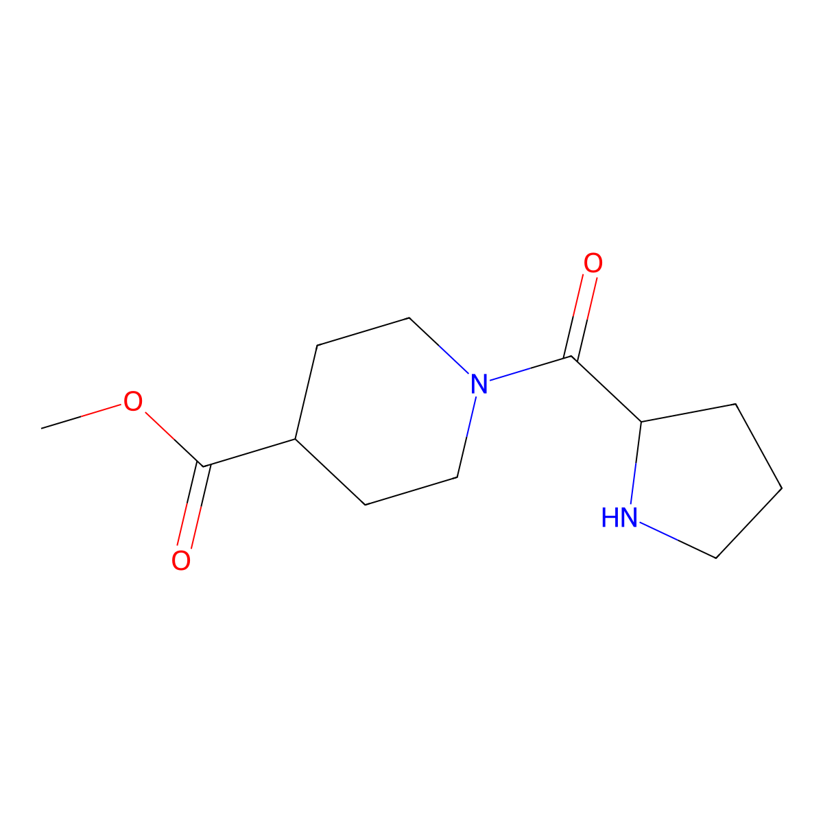 methyl 1-[(2R)-pyrrolidine-2-carbonyl]piperidine-4-carboxylate molecular structure, CAS 1916597-32-4