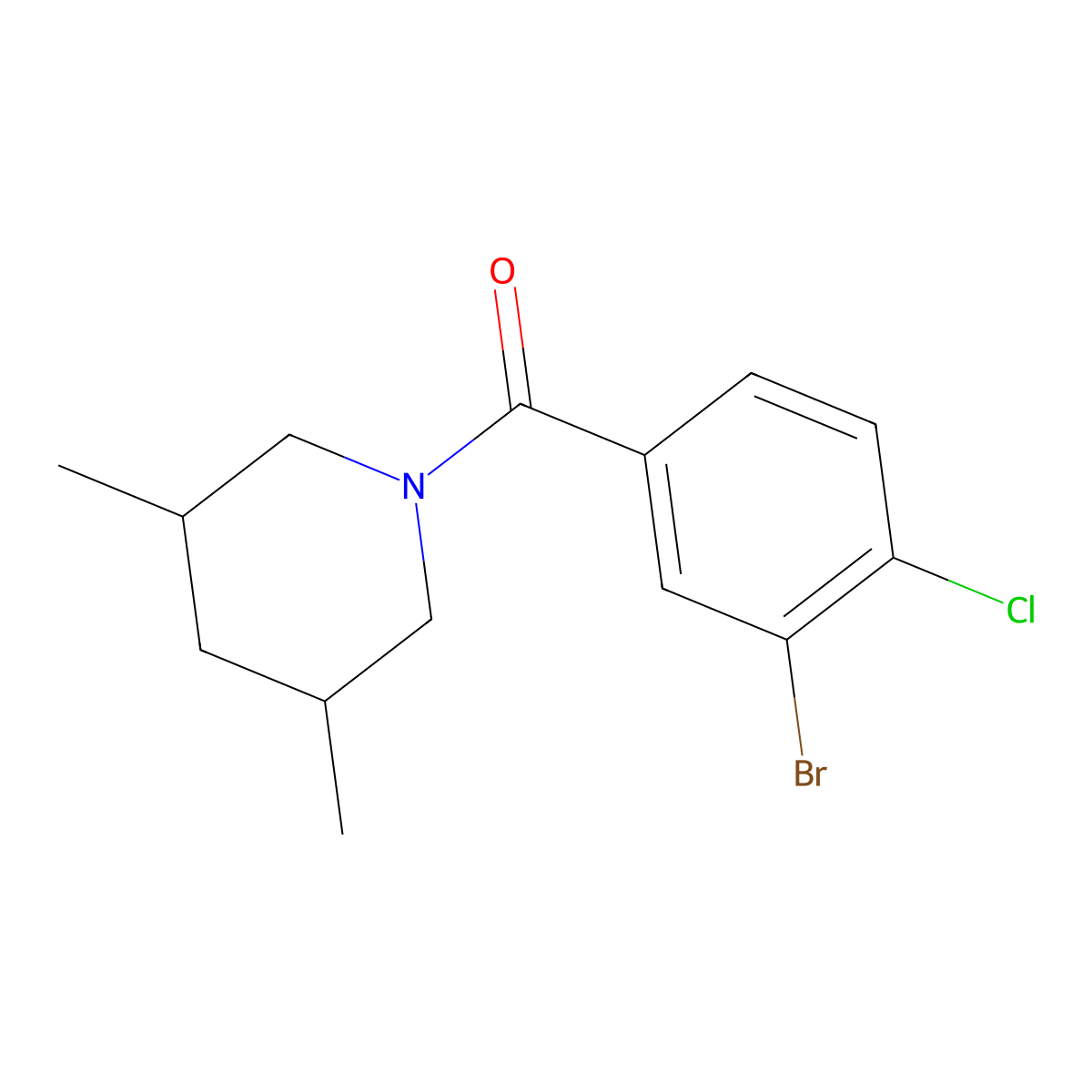 (3-Bromo-4-chlorophenyl)(3,5-dimethyl-1-piperidinyl)methanone molecular structure, CAS 1916598-97-4