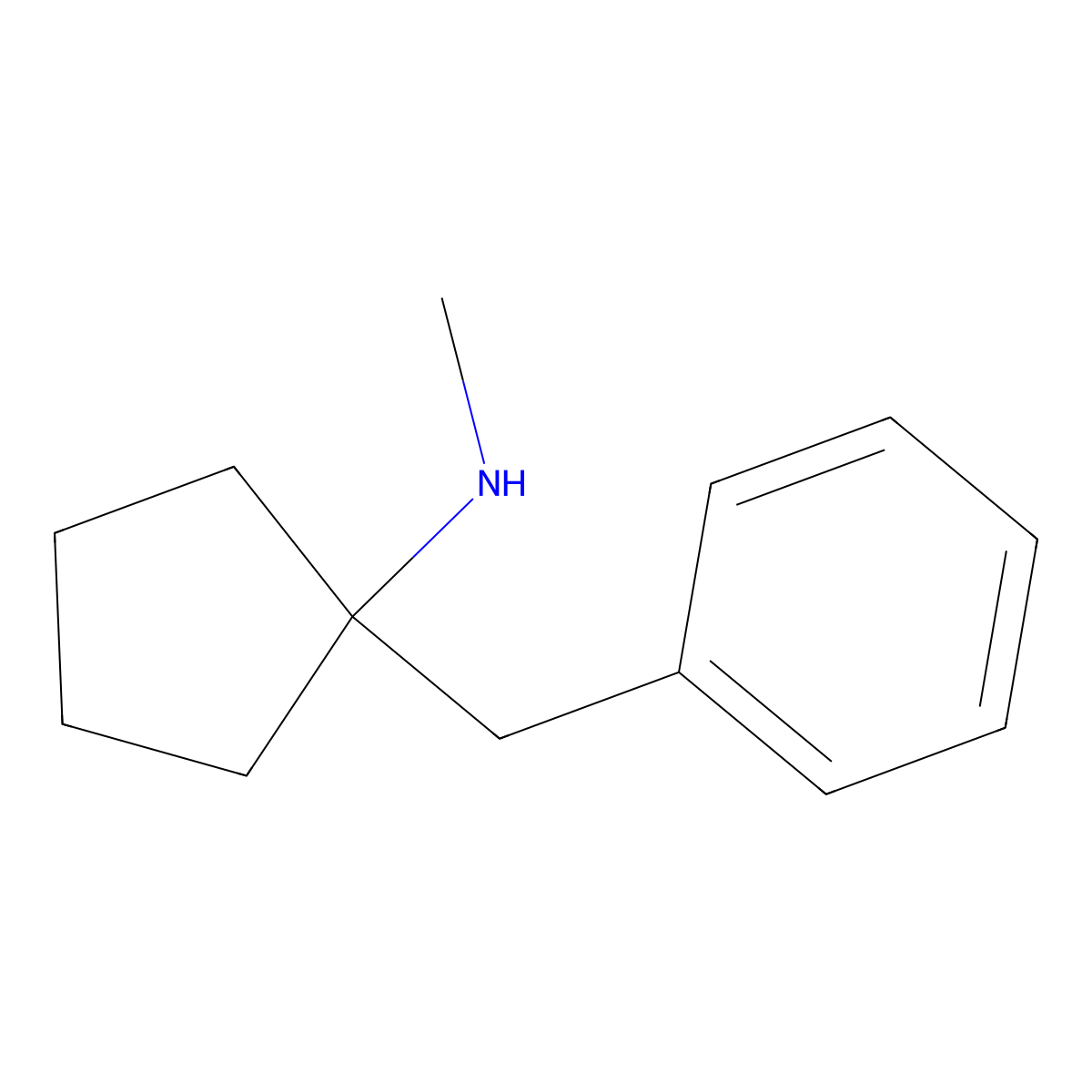 1-benzyl-N-methylcyclopentan-1-amine molecular structure, CAS 19166-01-9