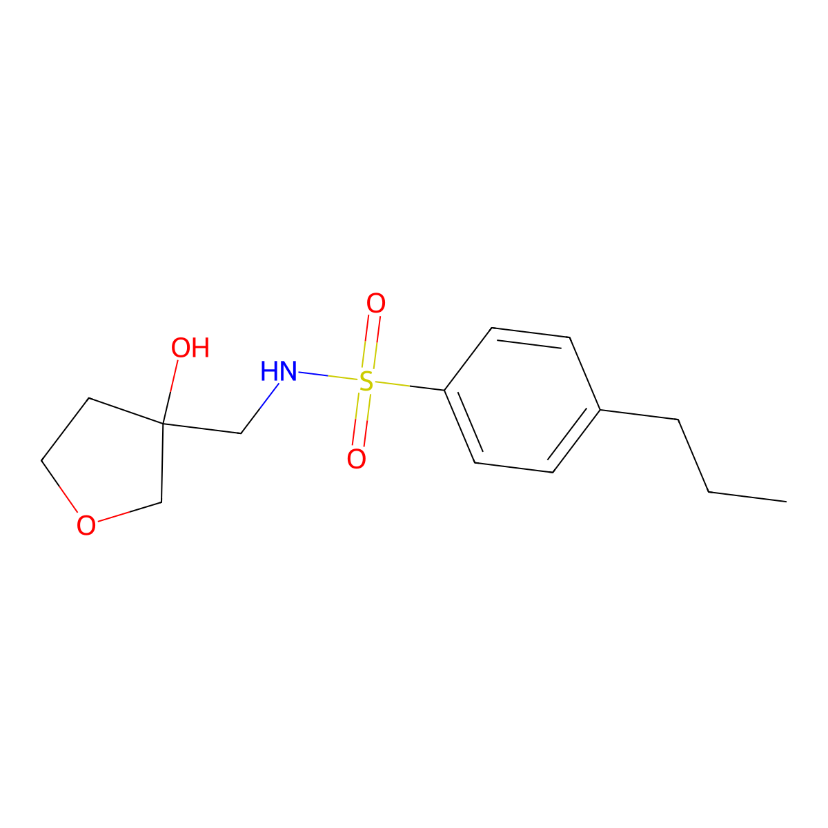 N-((3-hydroxytetrahydrofuran-3-yl)methyl)-4-propylbenzenesulfonamide molecular structure, CAS 1916606-67-1