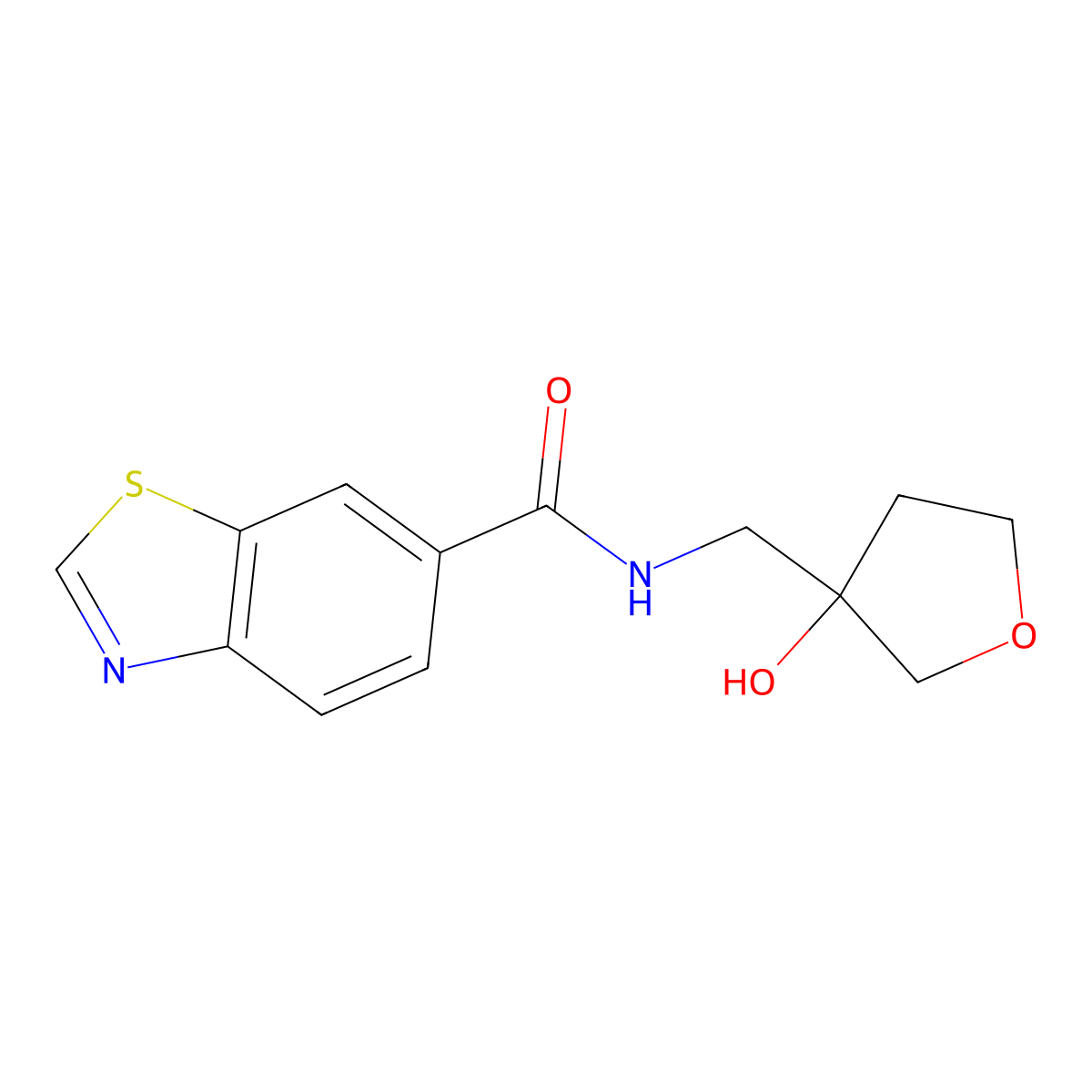 N-((3-hydroxytetrahydrofuran-3-yl)methyl)benzo[d]thiazole-6-carboxamide molecular structure, CAS 1916609-88-5