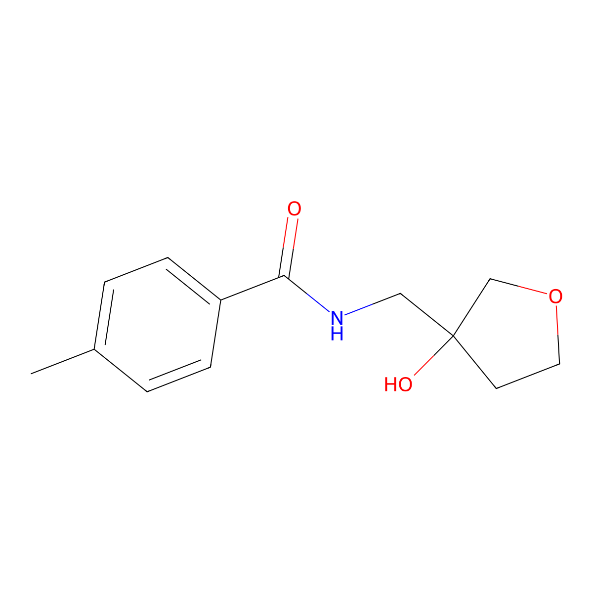 N-[(3-hydroxyoxolan-3-yl)methyl]-4-methylbenzamide molecular structure, CAS 1916689-16-1