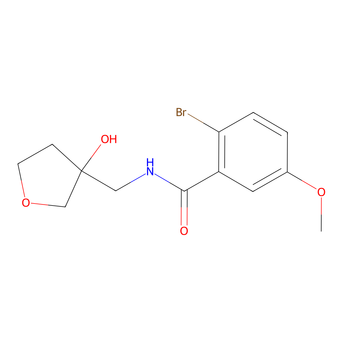 2-bromo-N-[(3-hydroxyoxolan-3-yl)methyl]-5-methoxybenzamide molecular structure, CAS 1916723-24-4