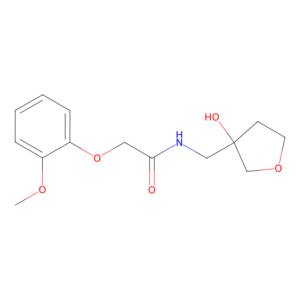 N-[(3-hydroxyoxolan-3-yl)methyl]-2-(2-methoxyphenoxy)acetamide molecular structure, CAS 1916723-31-3