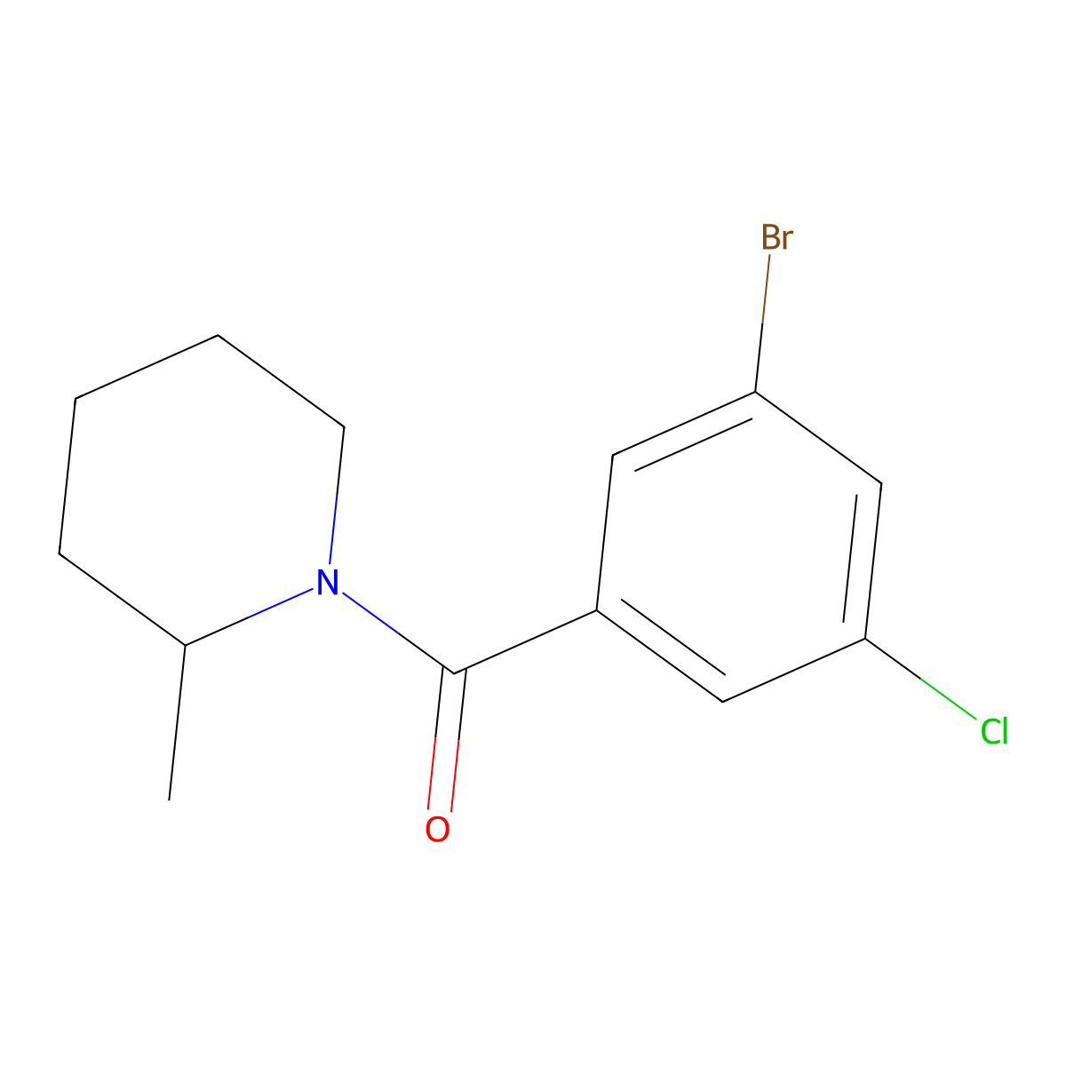 (3-Bromo-5-chlorophenyl)(2-methyl-1-piperidinyl)methanone molecular structure, CAS 1916787-54-6