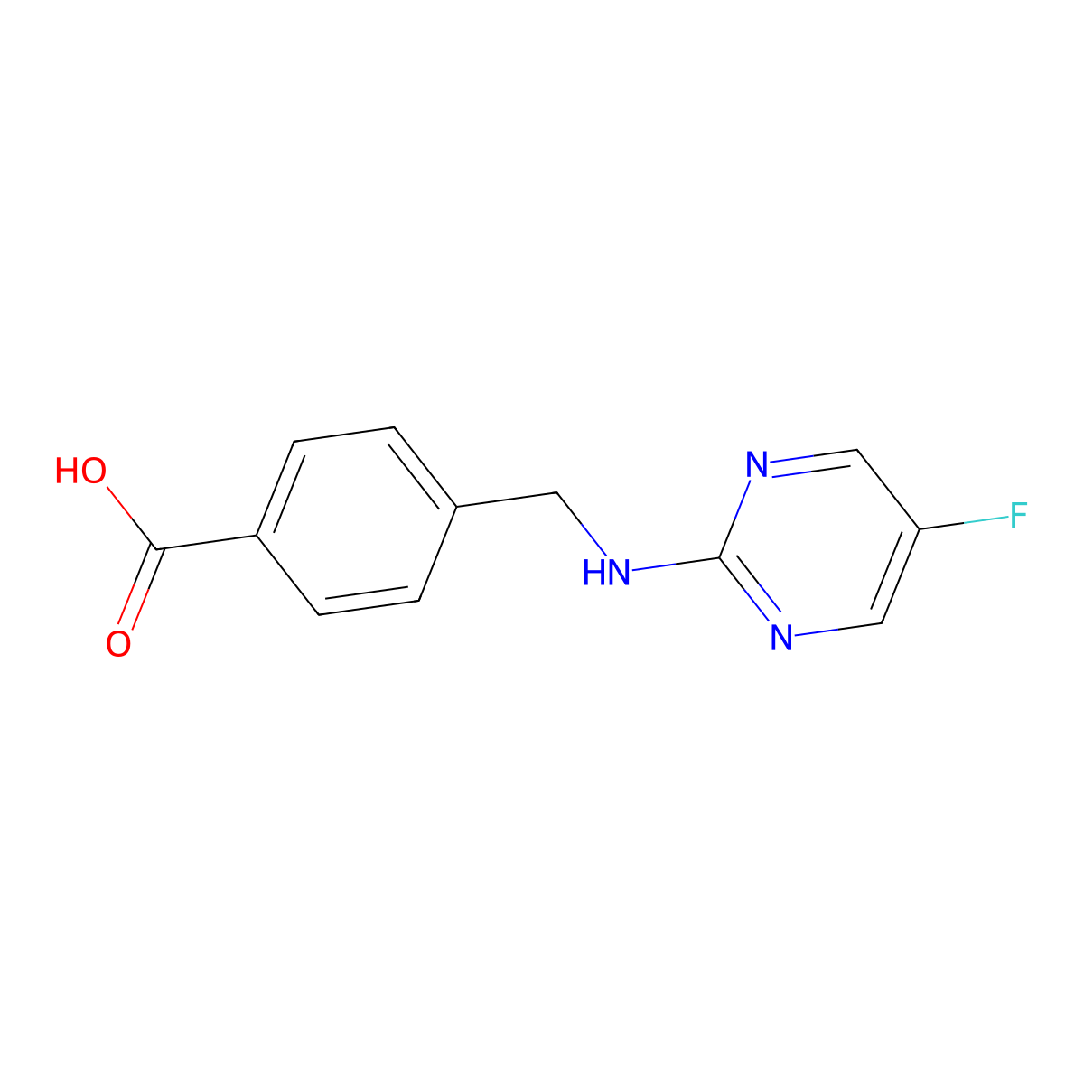 4-{[(5-Fluoropyrimidin-2-yl)amino]methyl}benzoic acid molecular structure, CAS 1917131-76-0