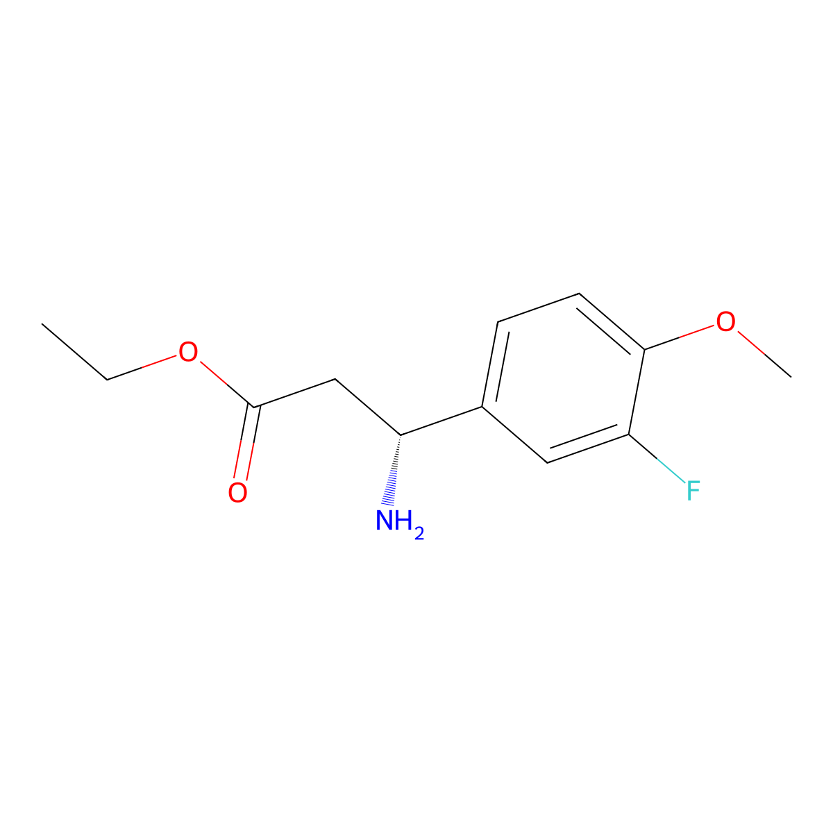 Ethyl (R)-3-amino-3-(3-fluoro-4-methoxyphenyl)propanoate molecular structure, CAS 1917174-31-2