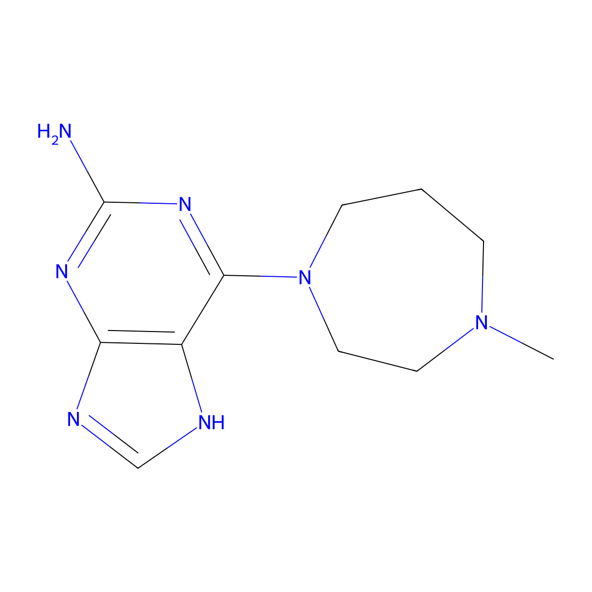 6-(4-methyl-1,4-diazepan-1-yl)-9H-purin-2-amine molecular structure, CAS 1917234-07-1