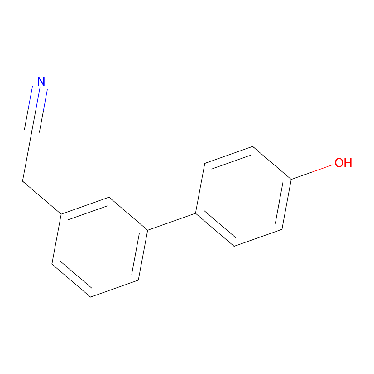 (4''-Hydroxy-biphenyl-3-yl)-acetonitrile molecular structure, CAS 191724-07-9