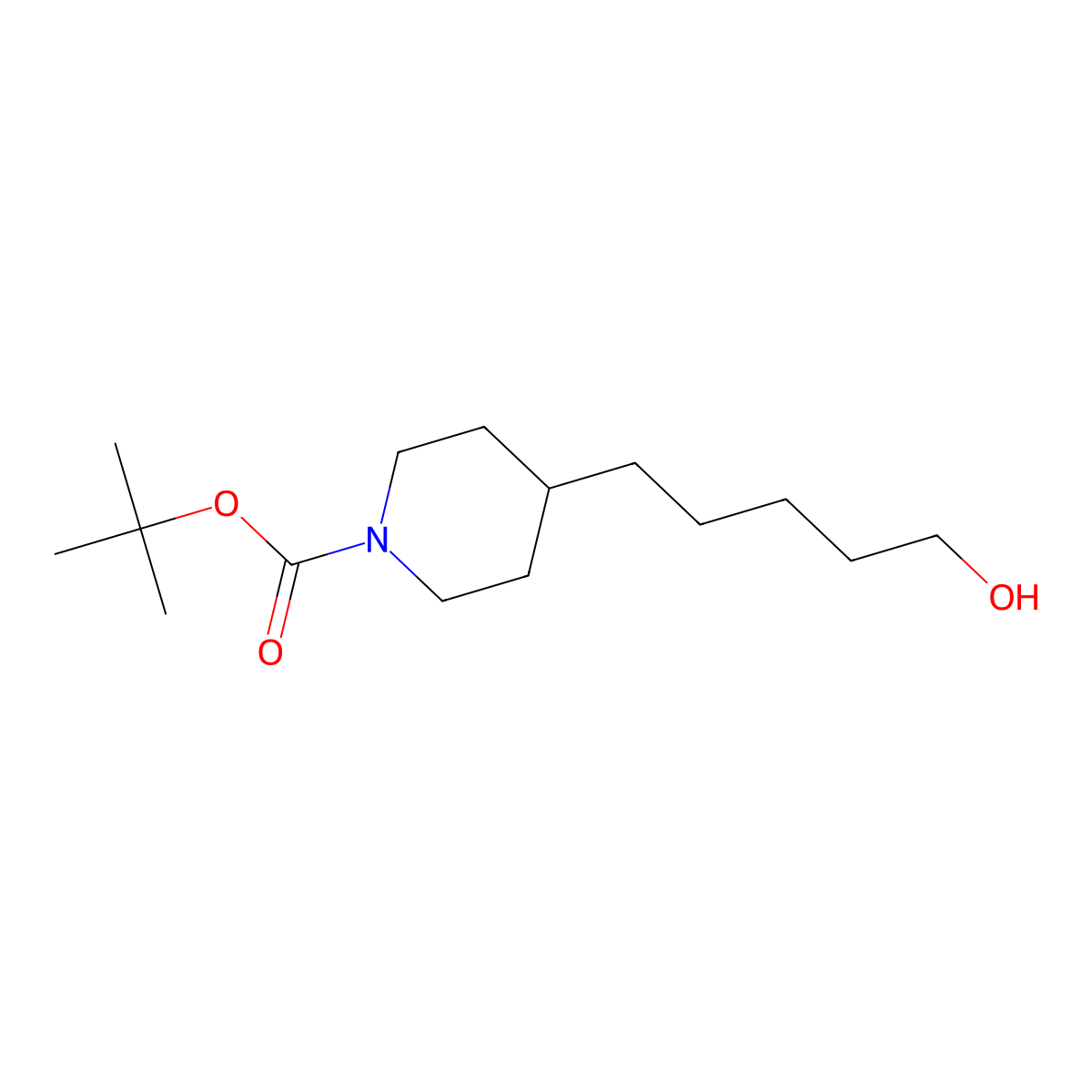 Tert-butyl 4-(5-hydroxypentyl)piperidine-1-carboxylate molecular structure, CAS 191725-50-5
