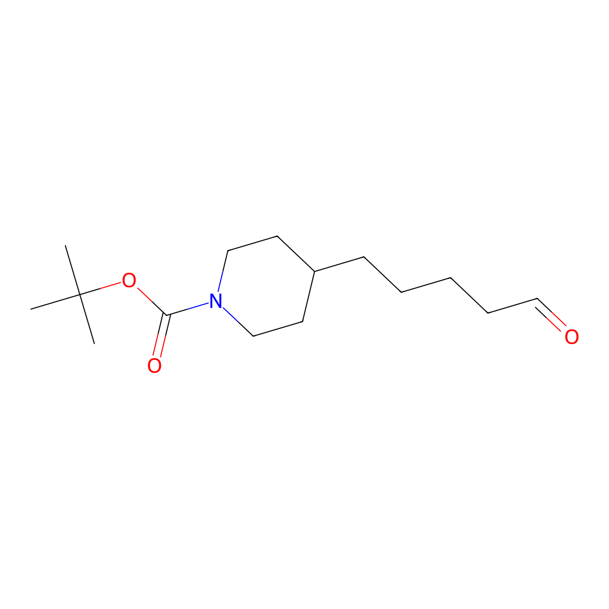 Tert-butyl 4-(5-oxopentyl)piperidine-1-carboxylate molecular structure, CAS 191725-51-6