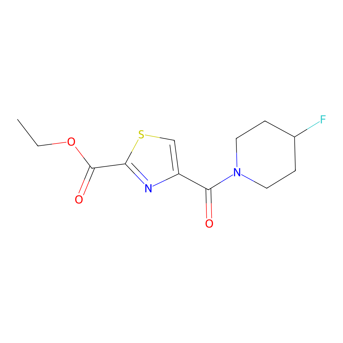 Ethyl 4-(4-fluoropiperidine-1-carbonyl)thiazole-2-carboxylate molecular structure, CAS 1917291-79-2
