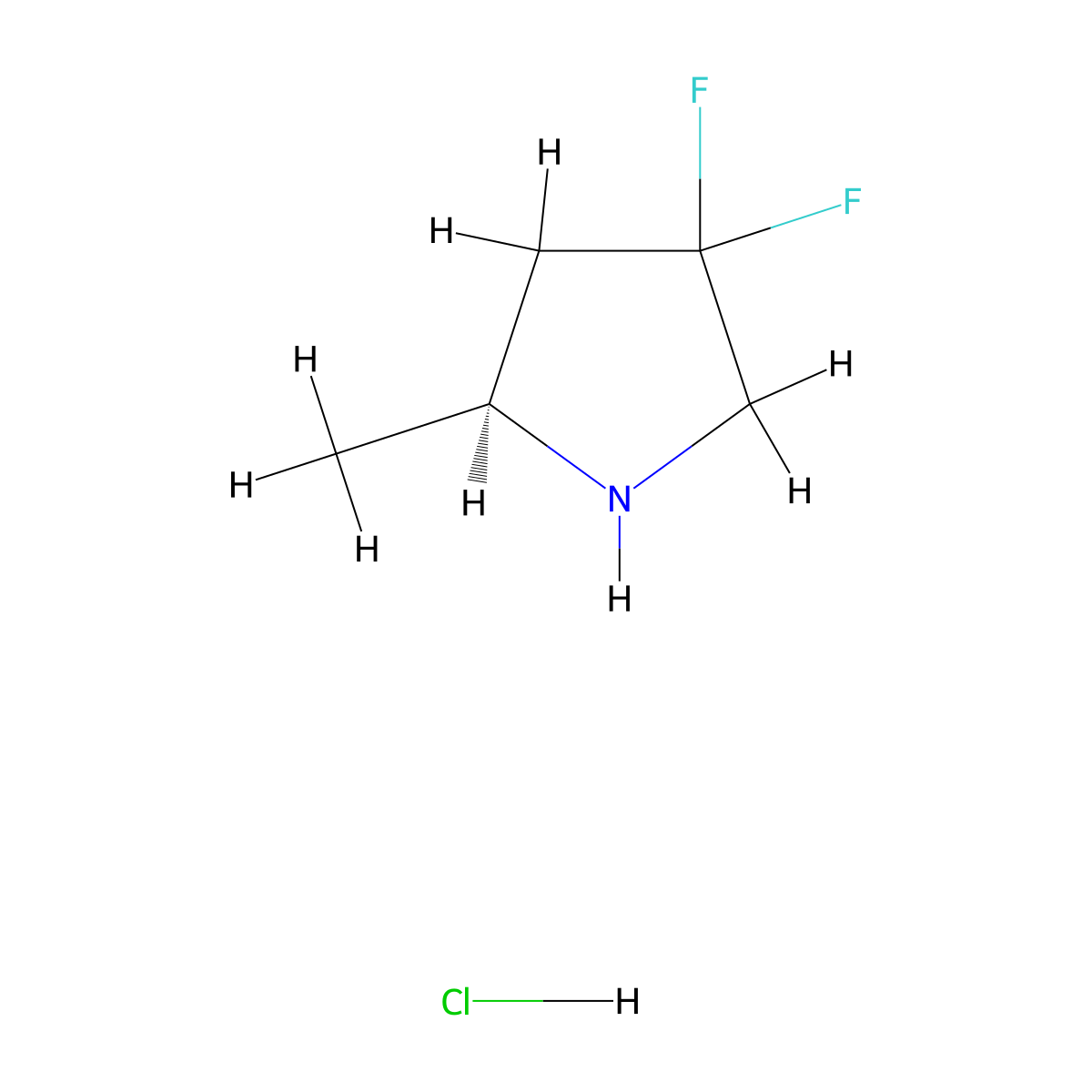 (S)-4,4-Difluoro-2-methylpyrrolidine hydrochloride molecular structure, CAS 1917292-38-6