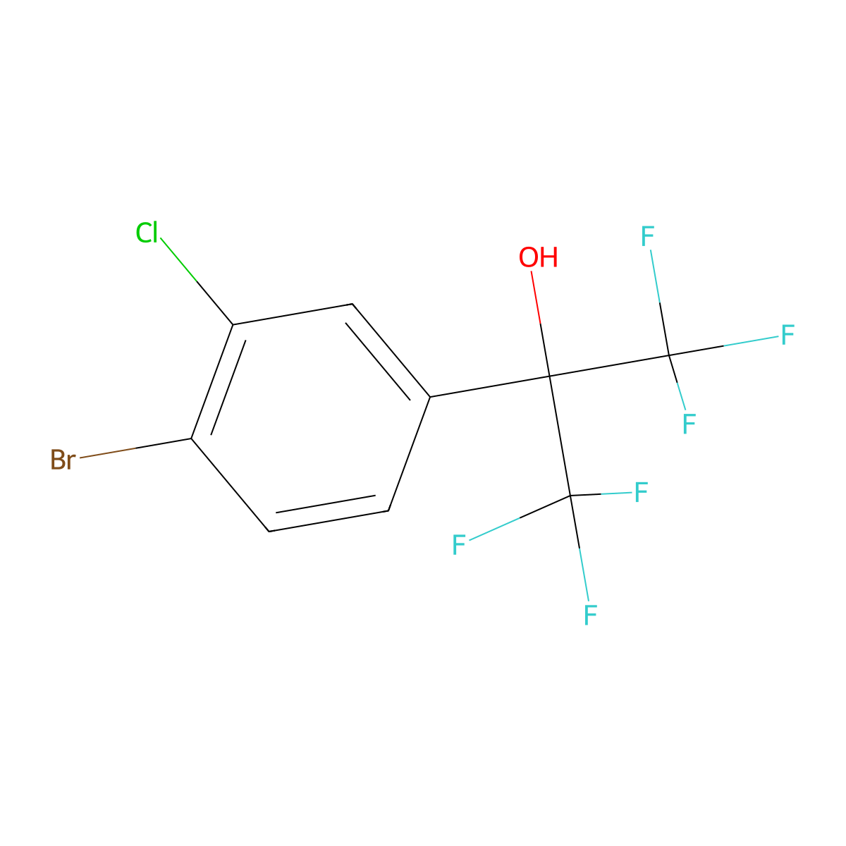 2-(4-Bromo-3-chlorophenyl)-1,1,1,3,3,3-hexafluoropropan-2-ol molecular structure, CAS 1917307-12-0