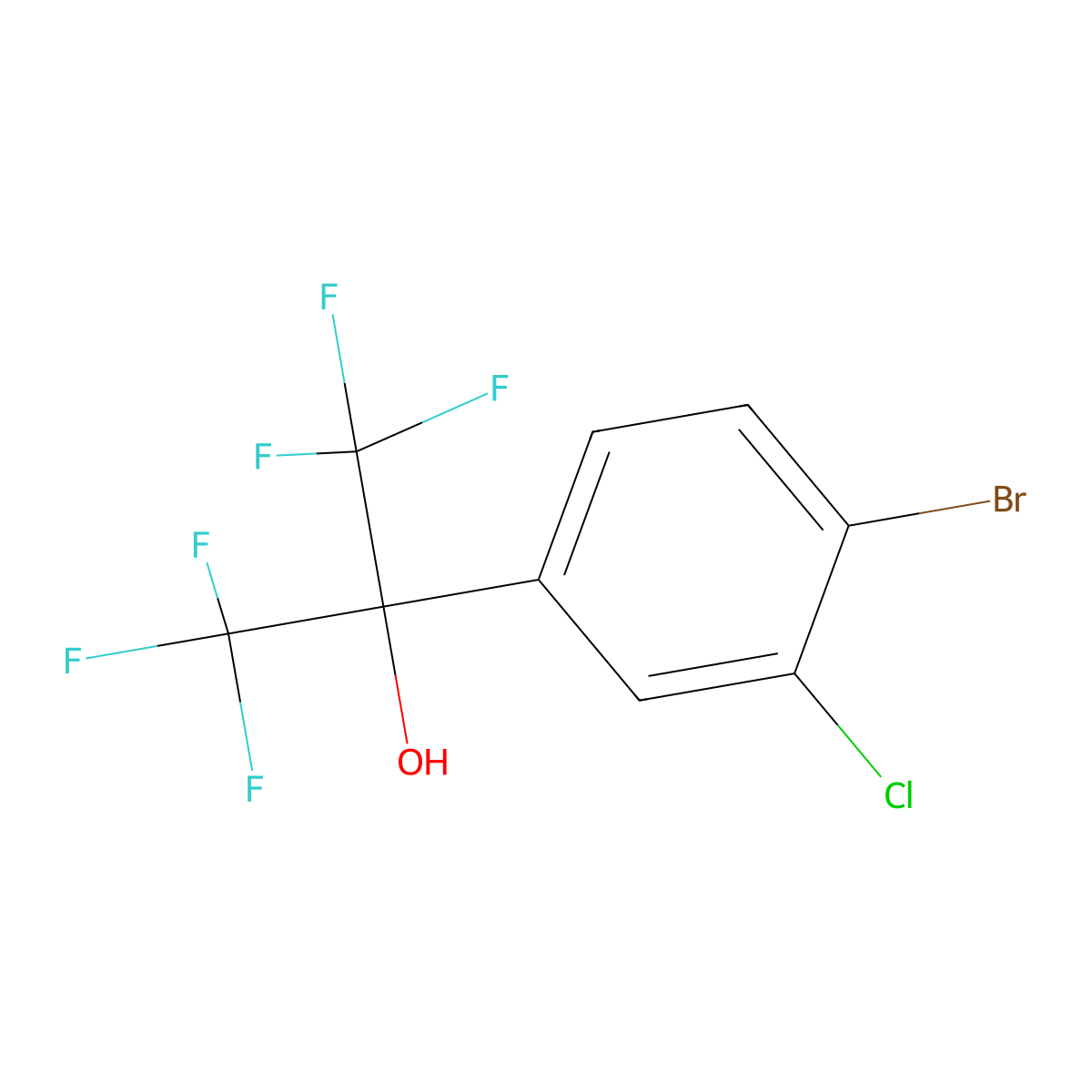 2-(4-Bromo-3-chlorophenyl)-1,1,1,3,3,3-hexafluoropropan-2-ol molecular structure, CAS 1917307-12-0