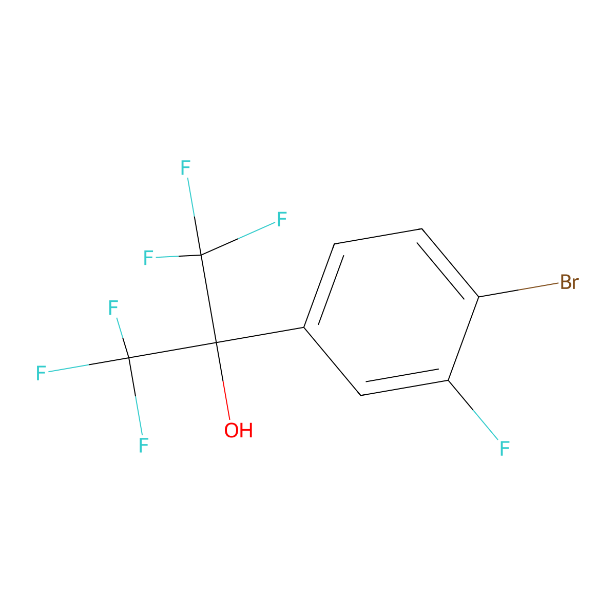 2-(4-Bromo-3-fluorophenyl)-1,1,1,3,3,3-hexafluoropropan-2-ol molecular structure, CAS 1917307-13-1