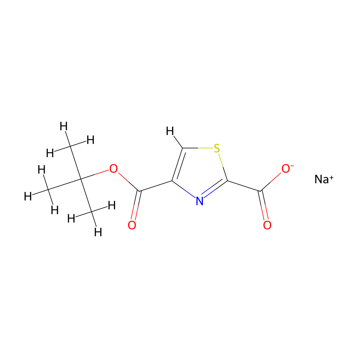 Sodium 4-(tert-butoxycarbonyl)thiazole-2-carboxylate molecular structure, CAS 1917307-28-8