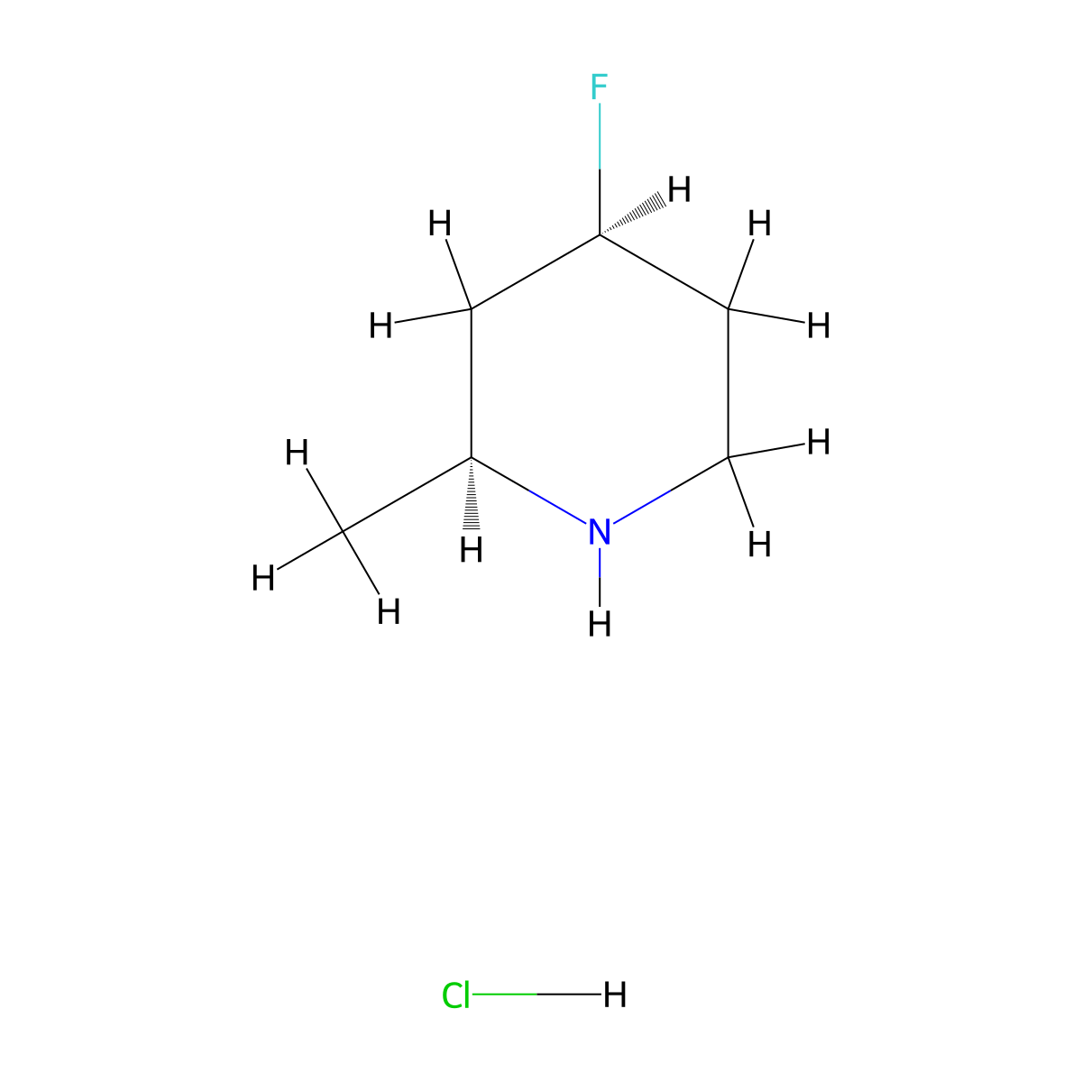 (2S,4S)-4-fluoro-2-methyl-piperidine;hydrochloride molecular structure, CAS 1917307-35-7