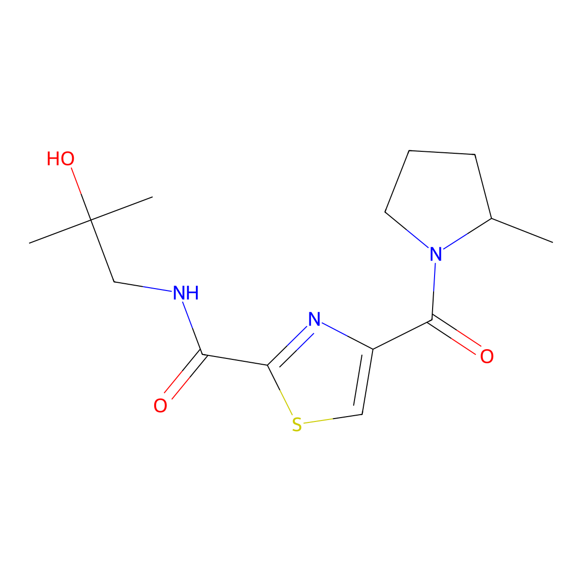 N-(2-Hydroxy-2-methylpropyl)-4-[[(2S)-2-methyl-1-pyrrolidinyl]carbonyl]-2-thiazolecarboxamide molecular structure, CAS 1917307-43-7
