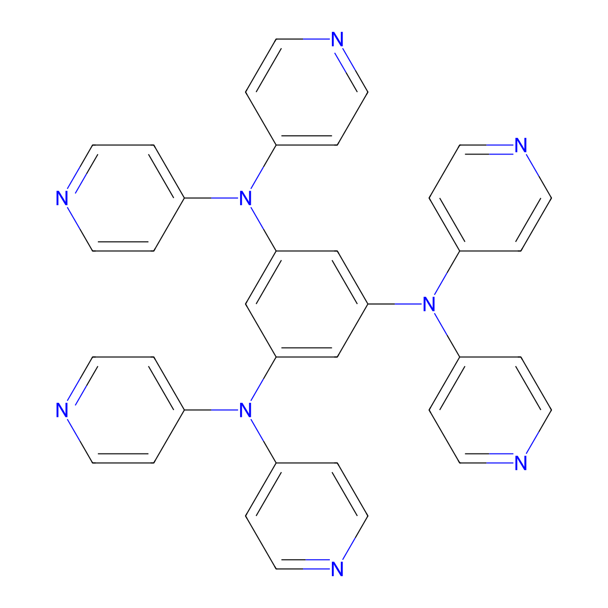N1,N1,N3,N3,N5,N5-Hexa(pyridin-4-yl)benzene-1,3,5-triamine molecular structure, CAS 1917308-61-2