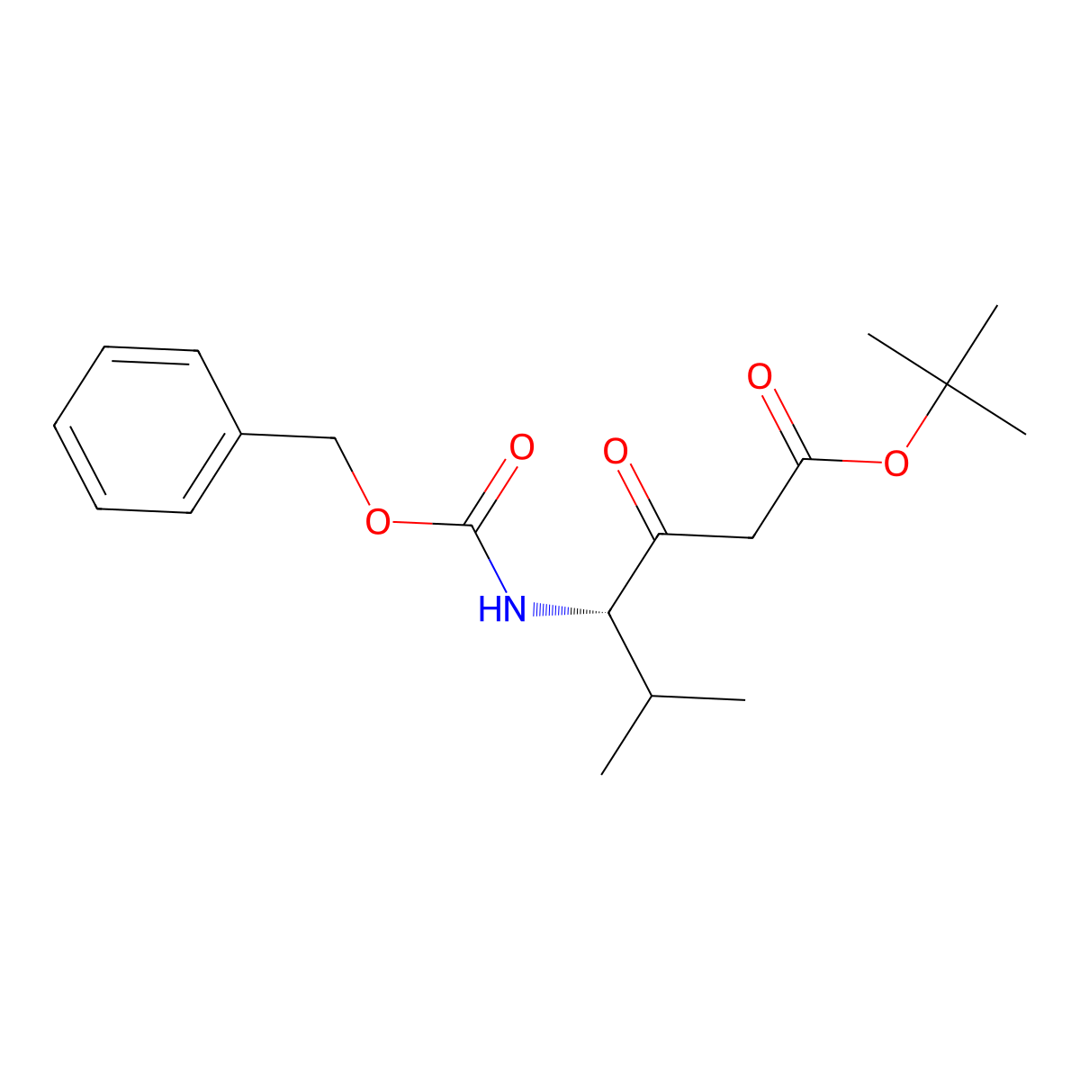 Tert-butyl (S)-4-(cbz-amino)-5-methyl-3-oxohexanoate molecular structure, CAS 191731-16-5