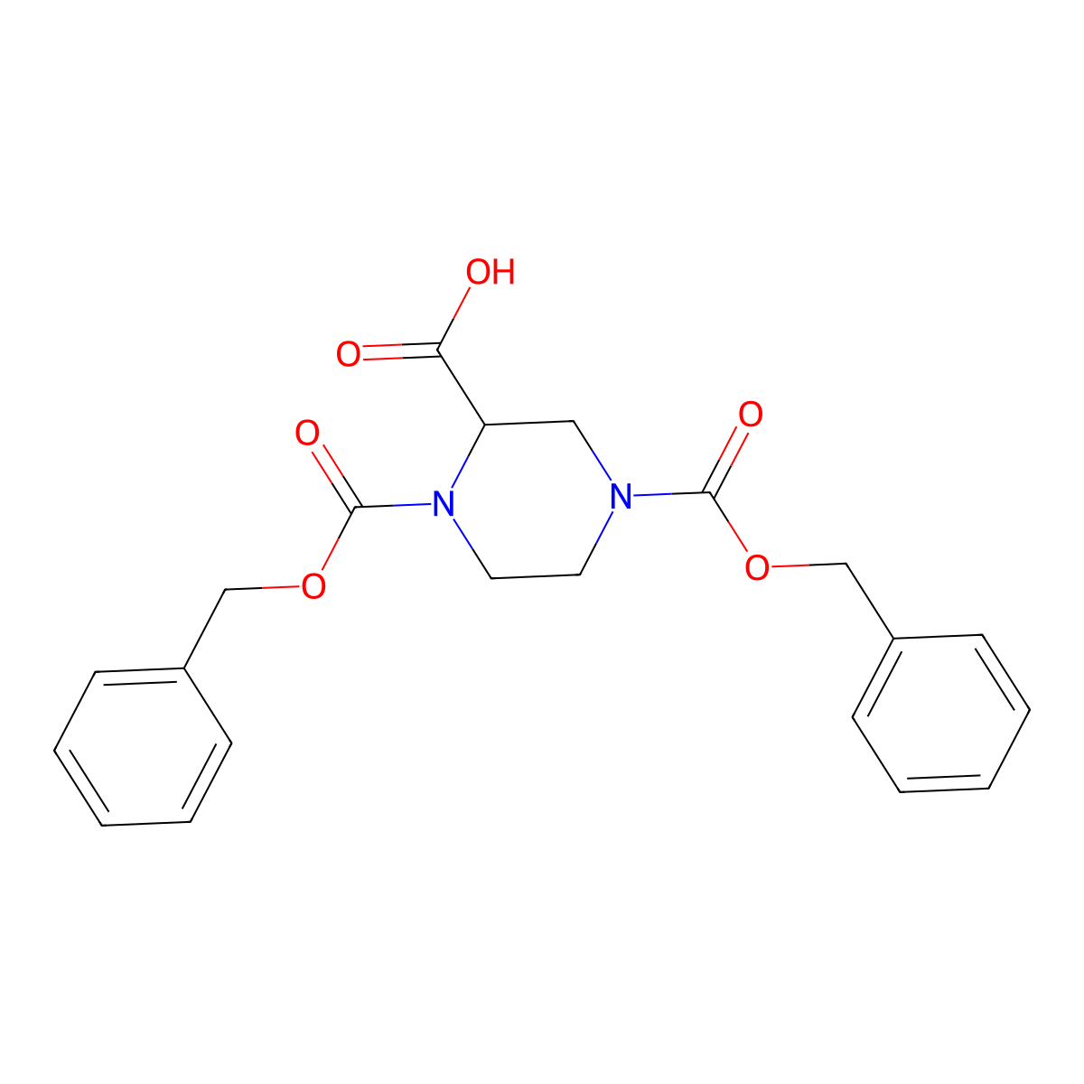 1,4-Bis(benzyloxycarbonyl)piperazine-2-carboxylic acid molecular structure, CAS 191739-36-3