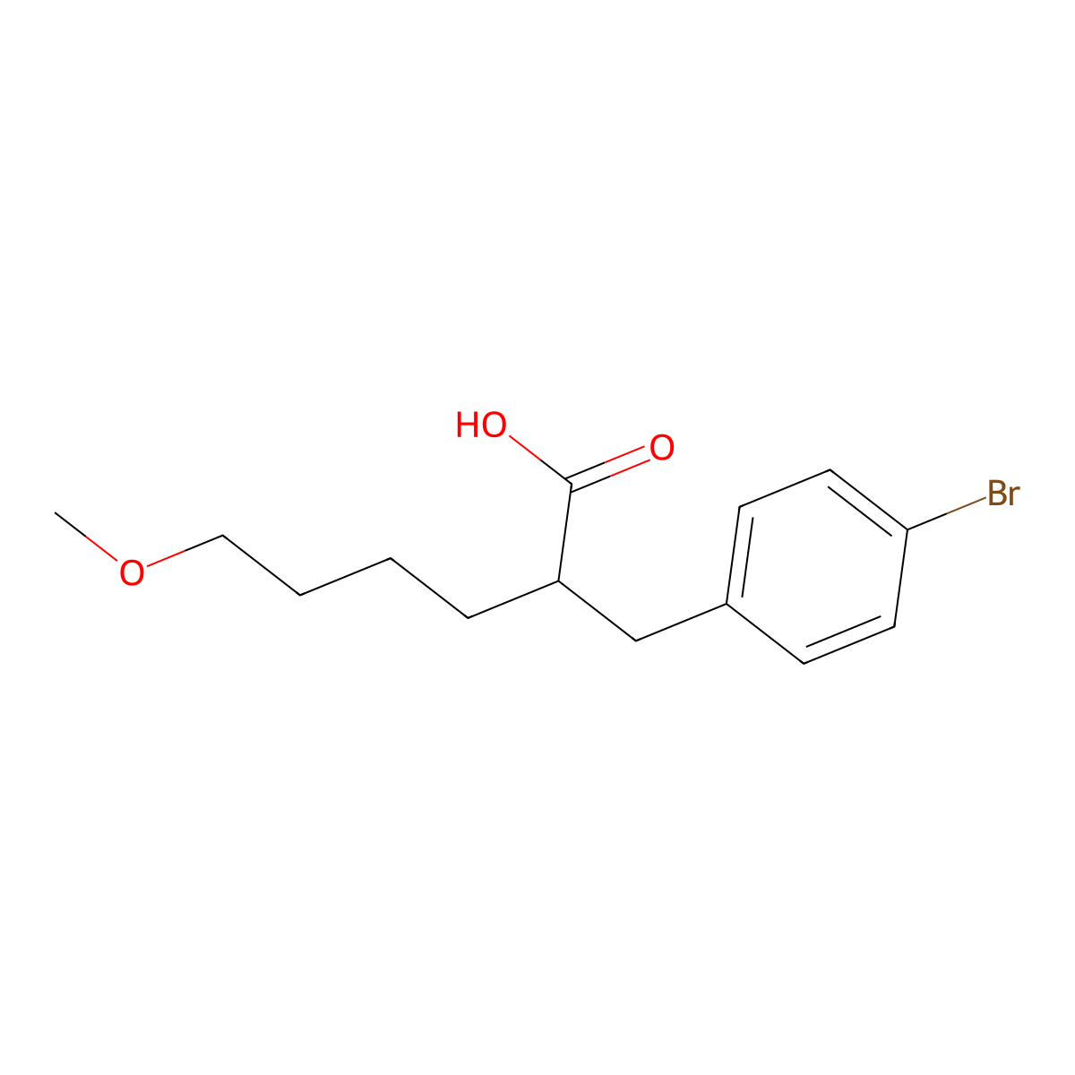 2-[(4-Bromophenyl)methyl]-6-methoxyhexanoic acid molecular structure, CAS 1917420-50-8