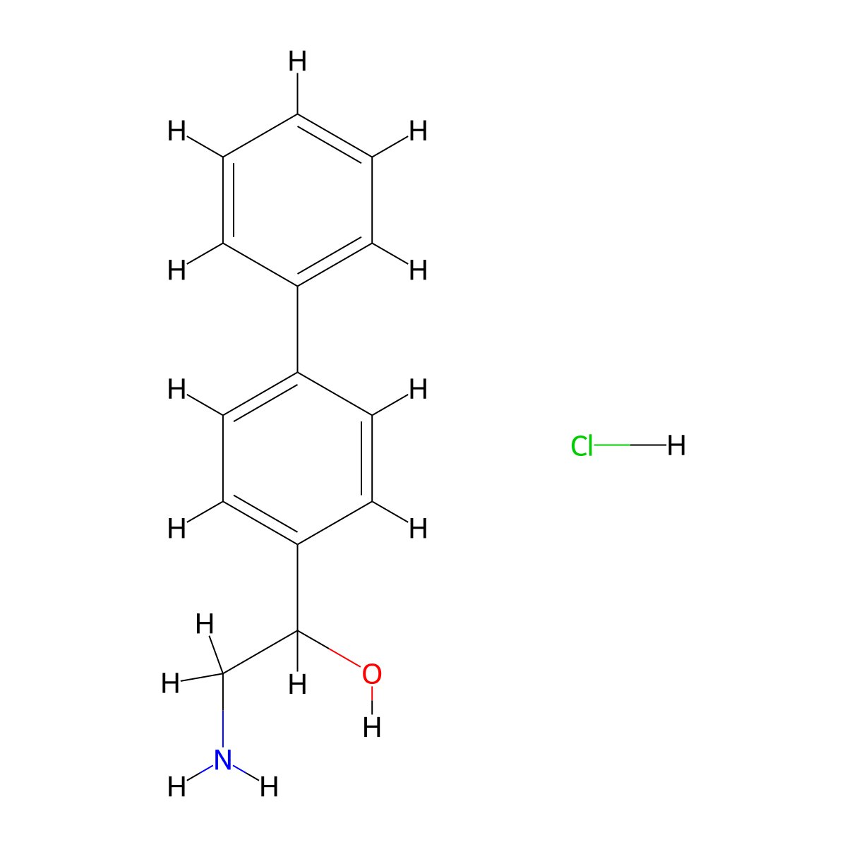 2-Amino-1-(4-phenylphenyl)ethan-1-ol hydrochloride molecular structure, CAS 19177-49-2