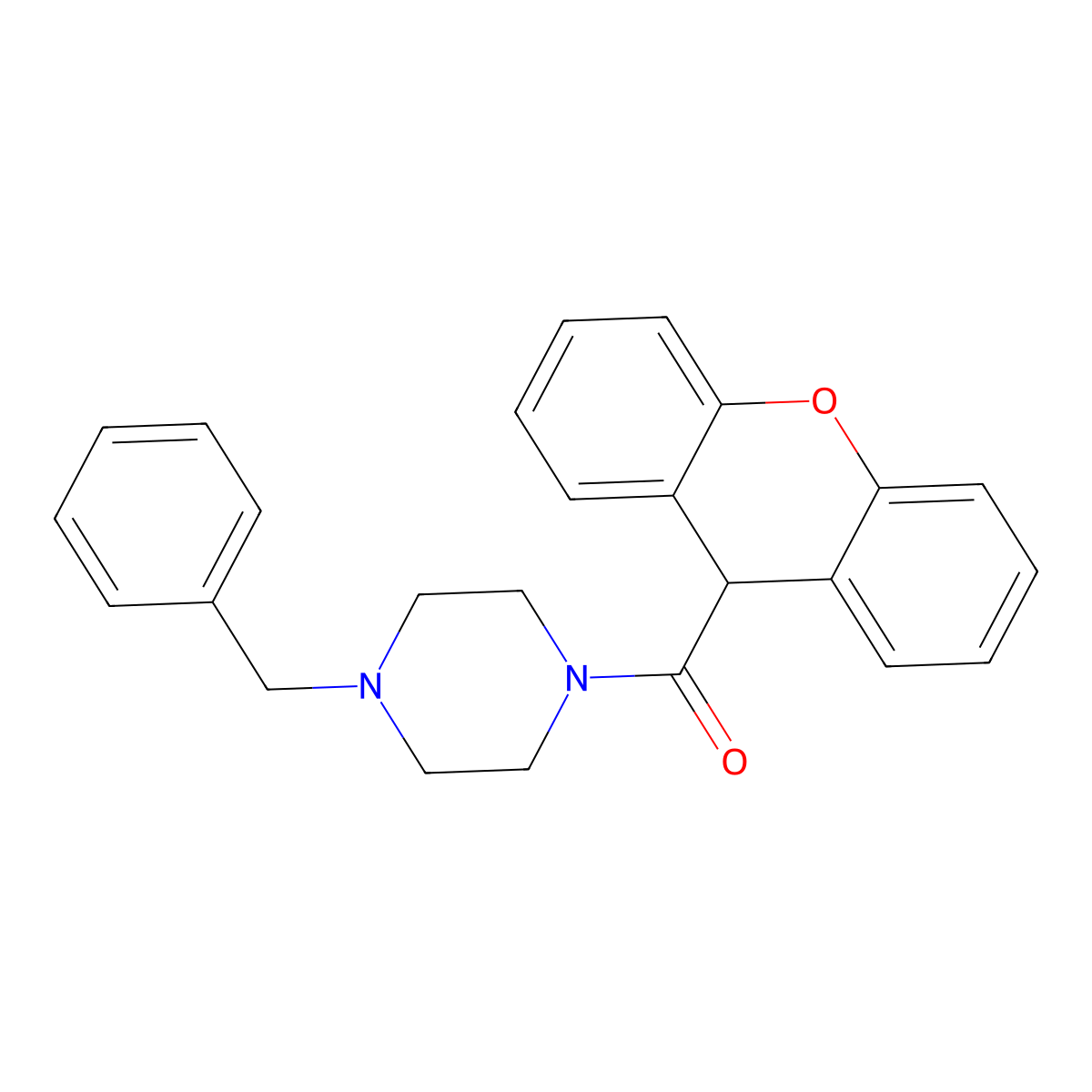 1-benzyl-4-(9H-xanthen-9-ylcarbonyl)piperazine molecular structure, CAS 19178-66-6