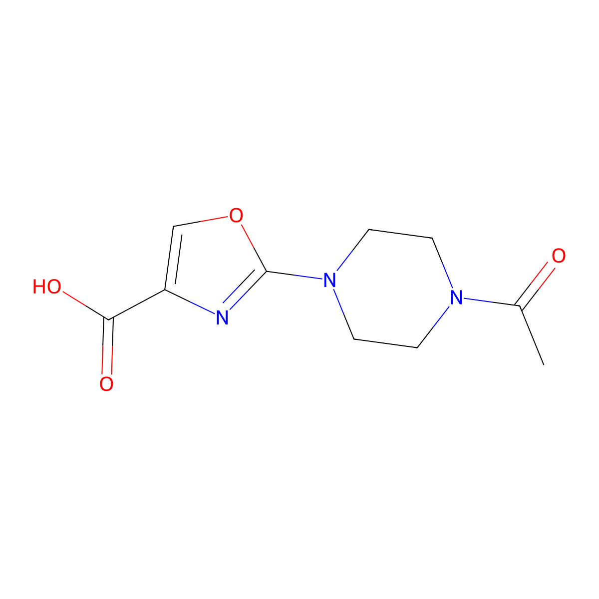 2-(4-Acetylpiperazin-1-yl)-1,3-oxazole-4-carboxylic acid molecular structure, CAS 1917837-90-1