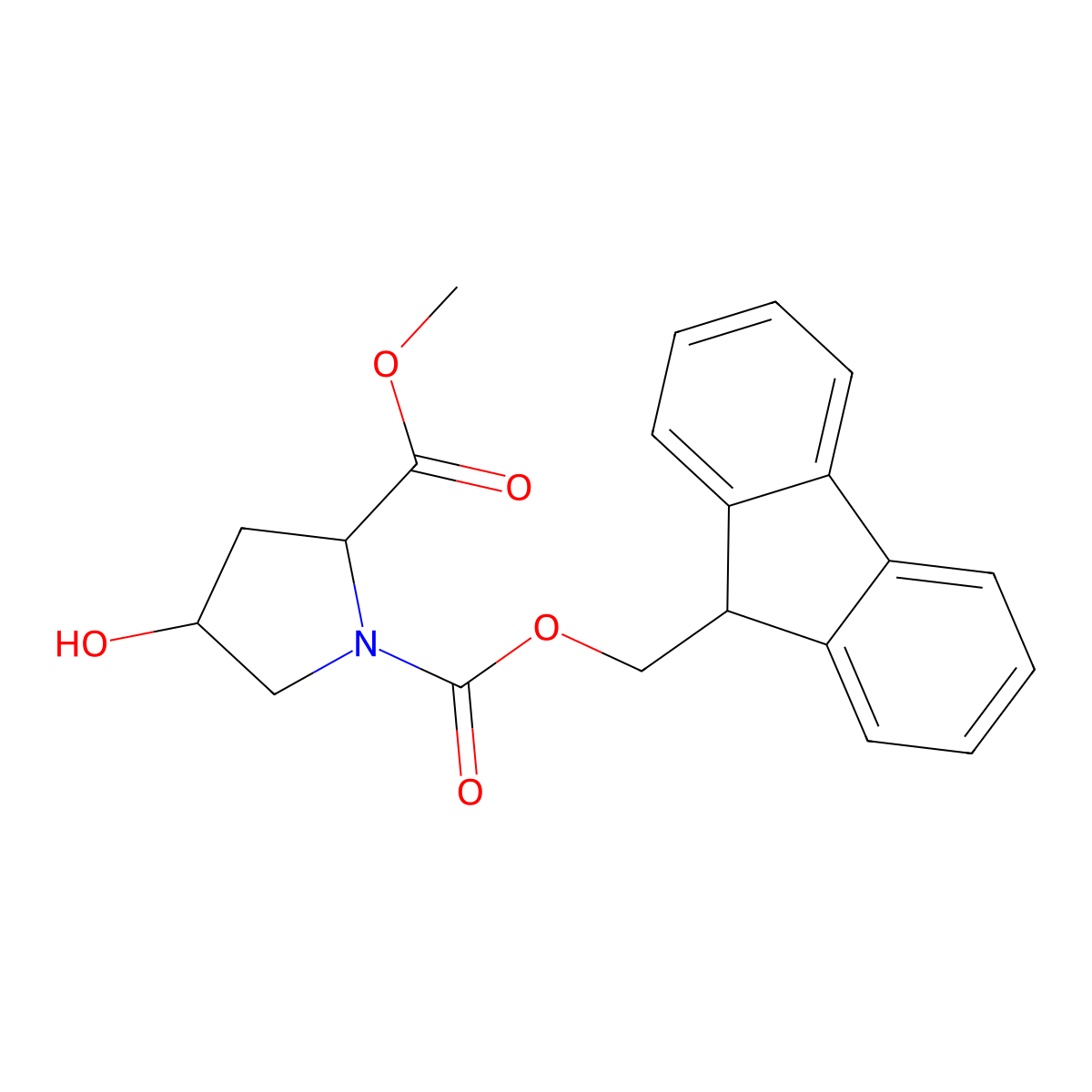 1-(9H-fluoren-9-yl)methyl 2-methyl (2S,4S)-4-hydroxypyrrolidine-1,2-dicarboxylate molecular structure, CAS 191793-75-6