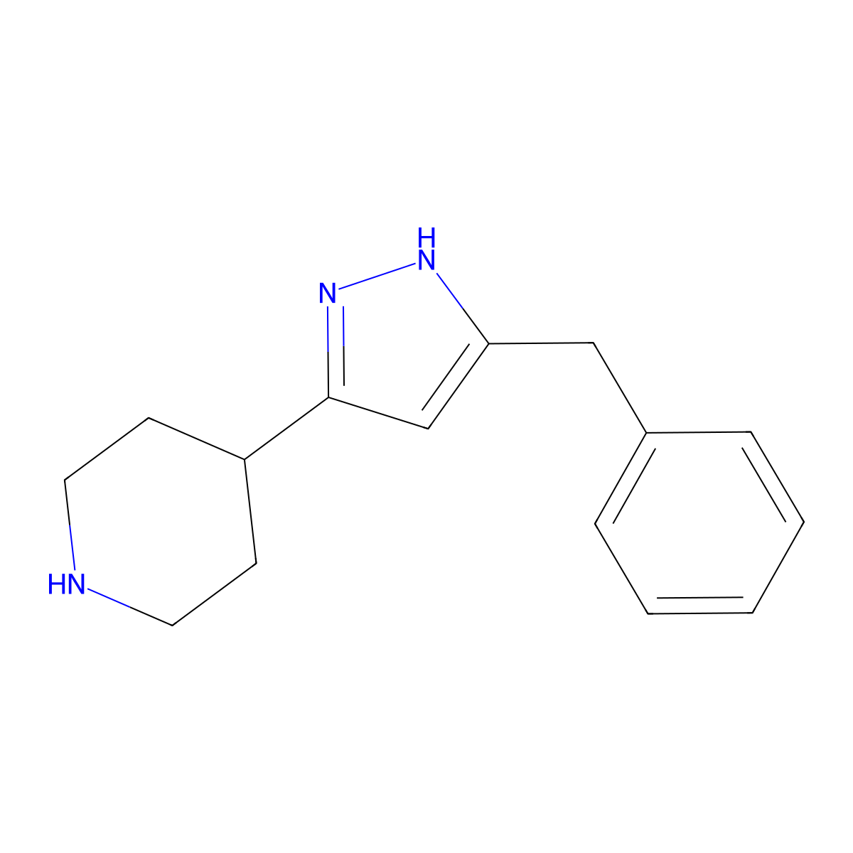 4-[5-(Phenylmethyl)-1H-pyrazol-3-yl]piperidine molecular structure, CAS 191805-35-3