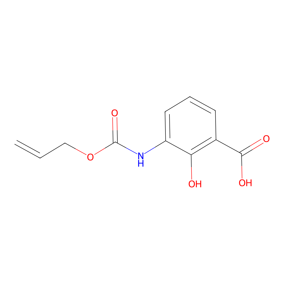 2-Hydroxy-3-{[(prop-2-en-1-yloxy)carbonyl]amino}benzoic acid molecular structure, CAS 1918140-75-6