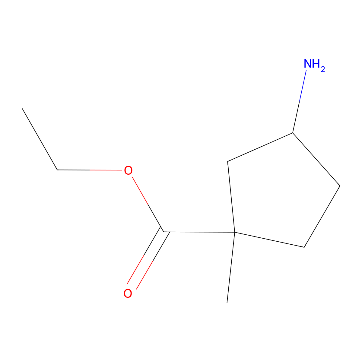 Ethyl 3-amino-1-methylcyclopentane-1-carboxylate molecular structure, CAS 1918145-32-0