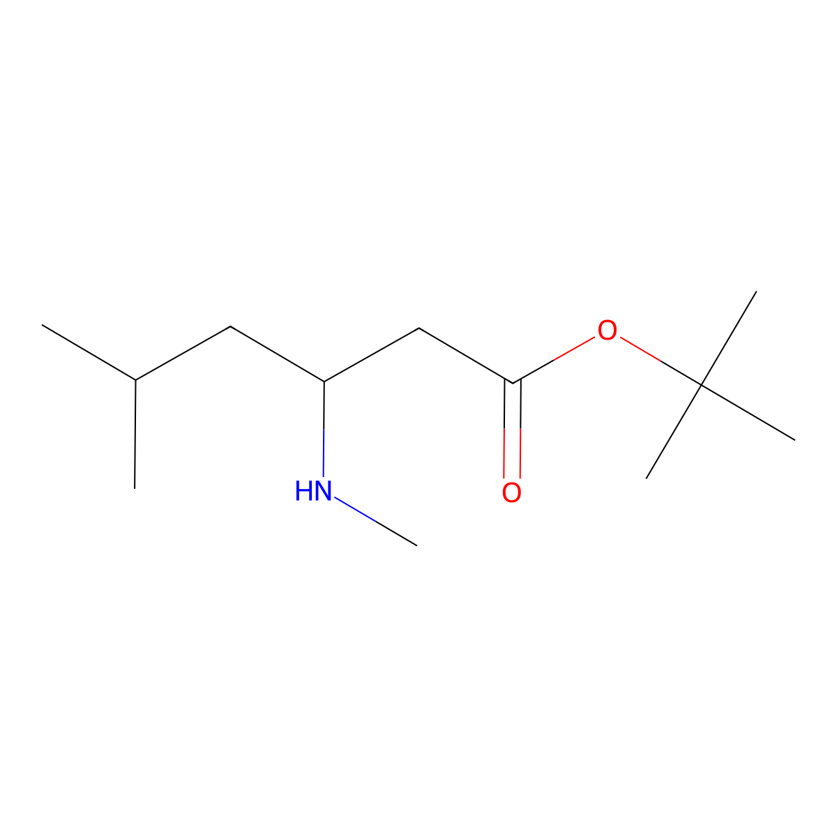 tert-butyl (3S)-5-methyl-3-(methylamino)hexanoate molecular structure, CAS 1918183-08-0