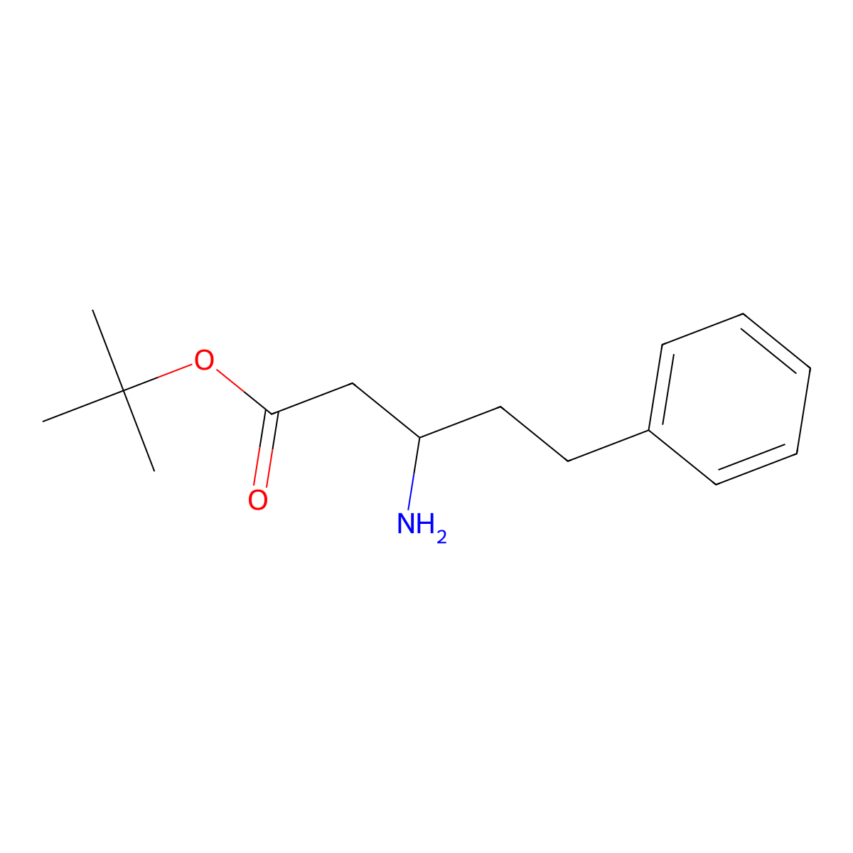 Tert-butyl (3S)-3-amino-5-phenylpentanoate molecular structure, CAS 1918188-02-9