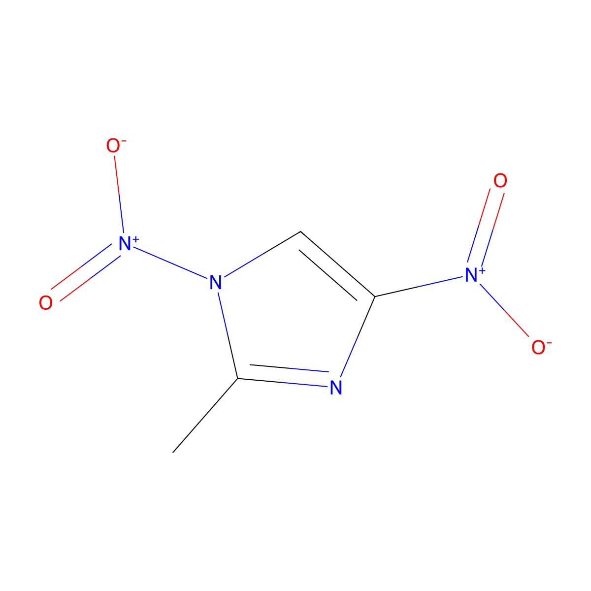 1H-Imidazole, 2-methyl-1,4-dinitro- molecular structure, CAS 19182-82-2