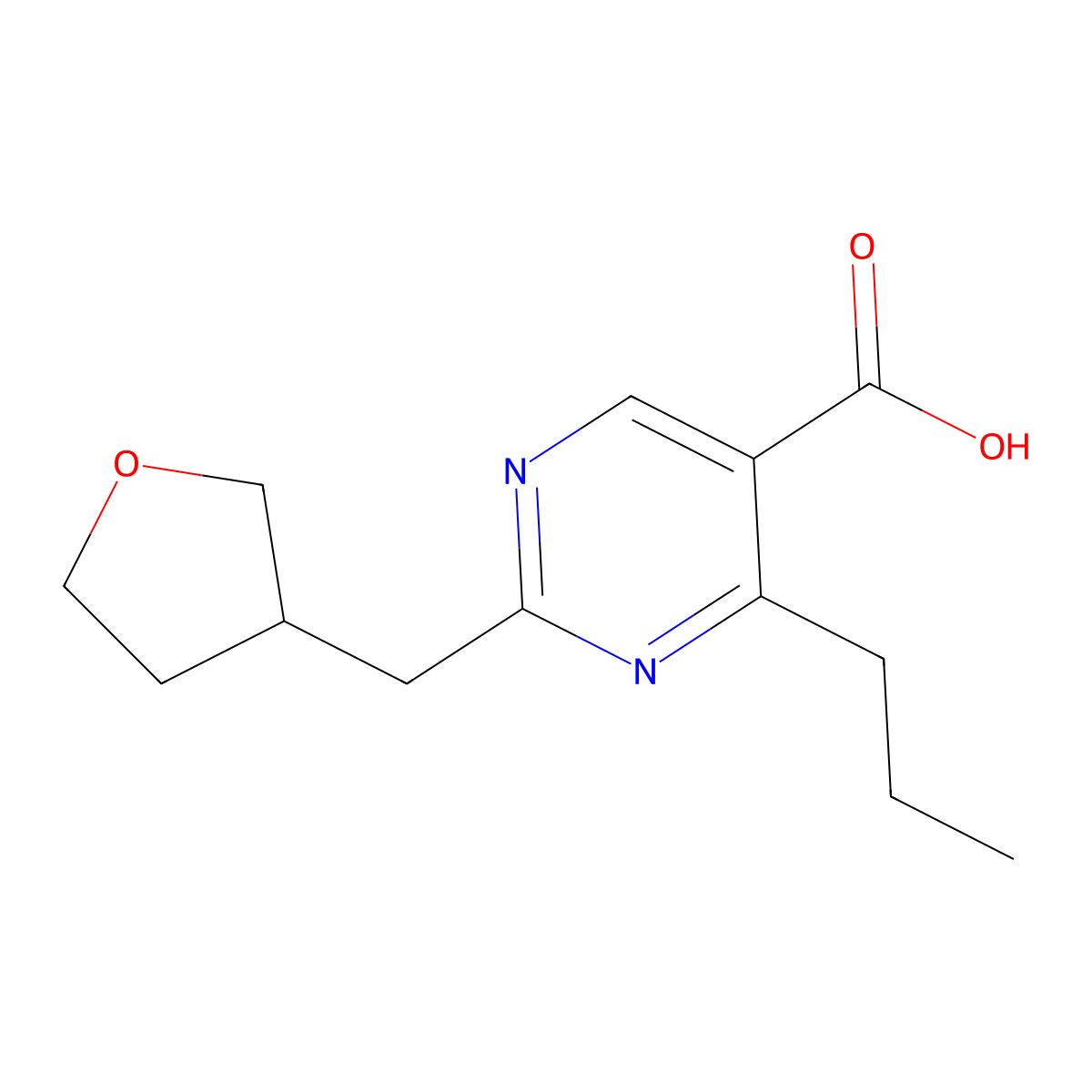 2-[(Oxolan-3-yl)methyl]-4-propylpyrimidine-5-carboxylicacid molecular structure, CAS 1918253-00-5