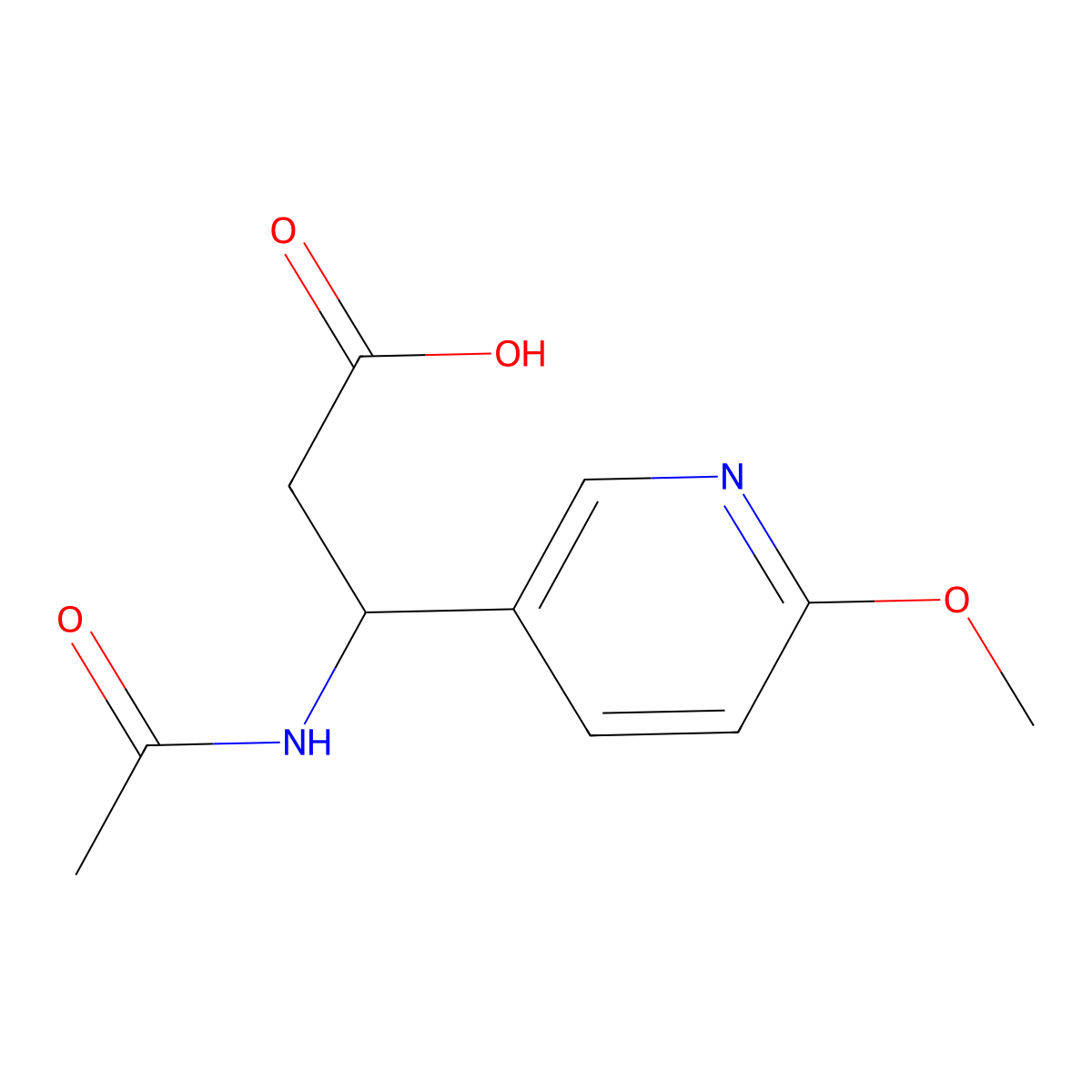 (3S)-3-acetamido-3-(6-methoxypyridin-3-yl)propanoic acid molecular structure, CAS 1918260-48-6