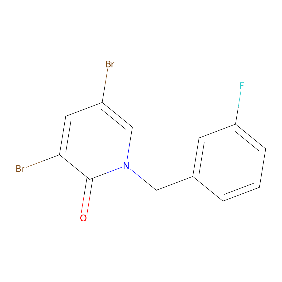 3,5-Dibromo-1-[(3-fluorophenyl)methyl]-1,2-dihydropyridin-2-one molecular structure, CAS 1918317-59-5