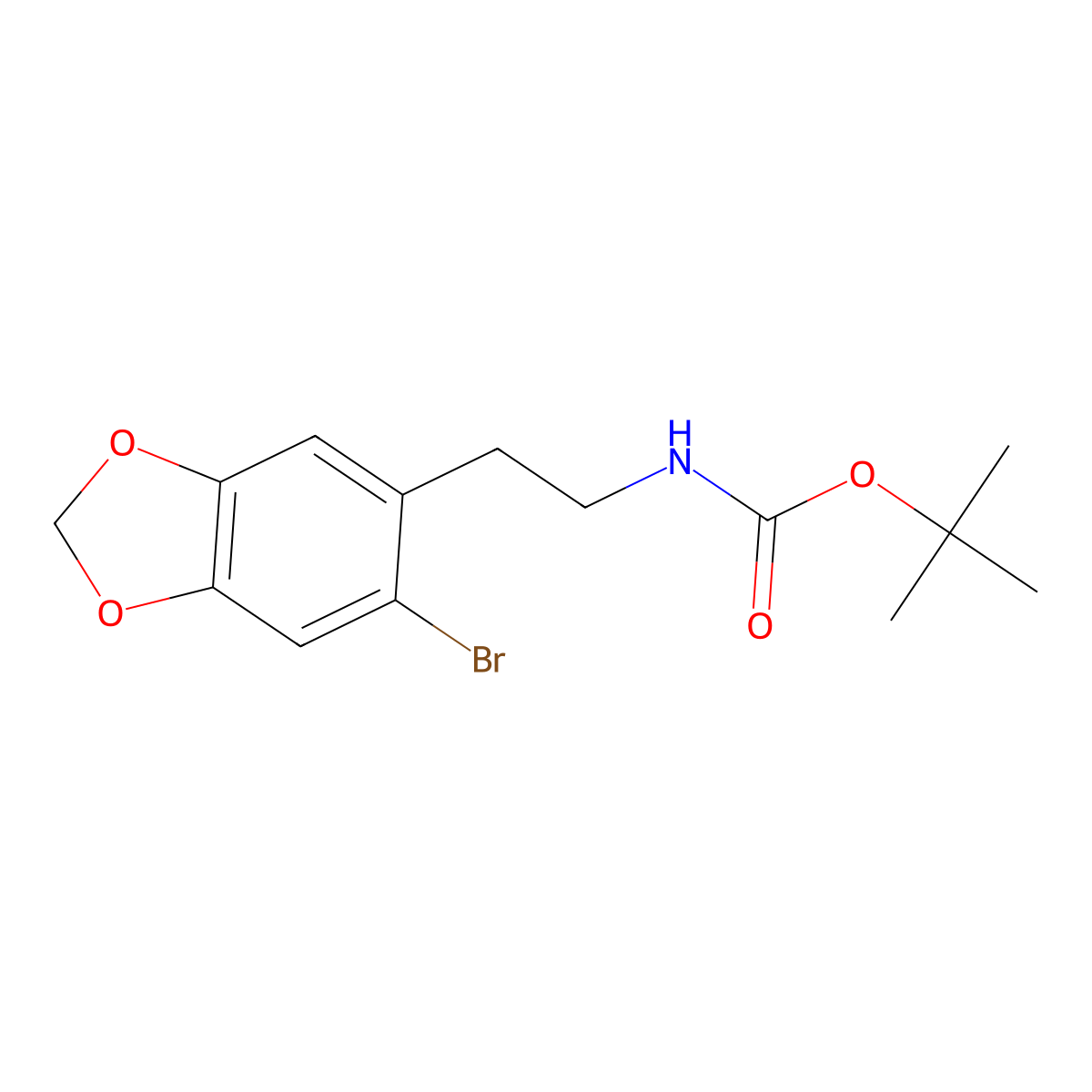 tert-butyl N-[2-(6-bromo-1,3-dioxaindan-5-yl)ethyl]carbamate molecular structure, CAS 191847-33-3