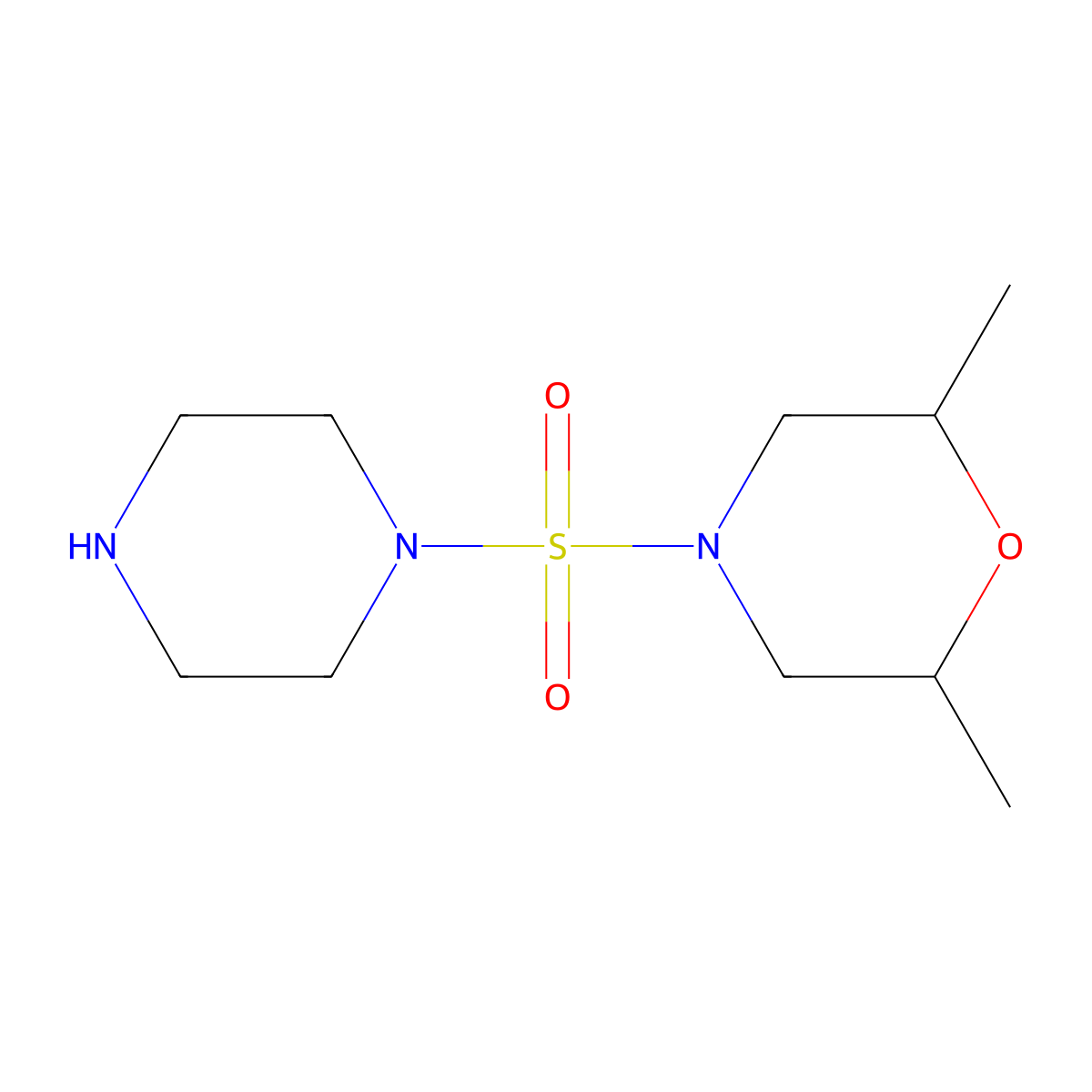 (2R,6S)-2,6-dimethyl-4-(piperazine-1-sulfonyl)morpholine molecular structure, CAS 1918483-75-6