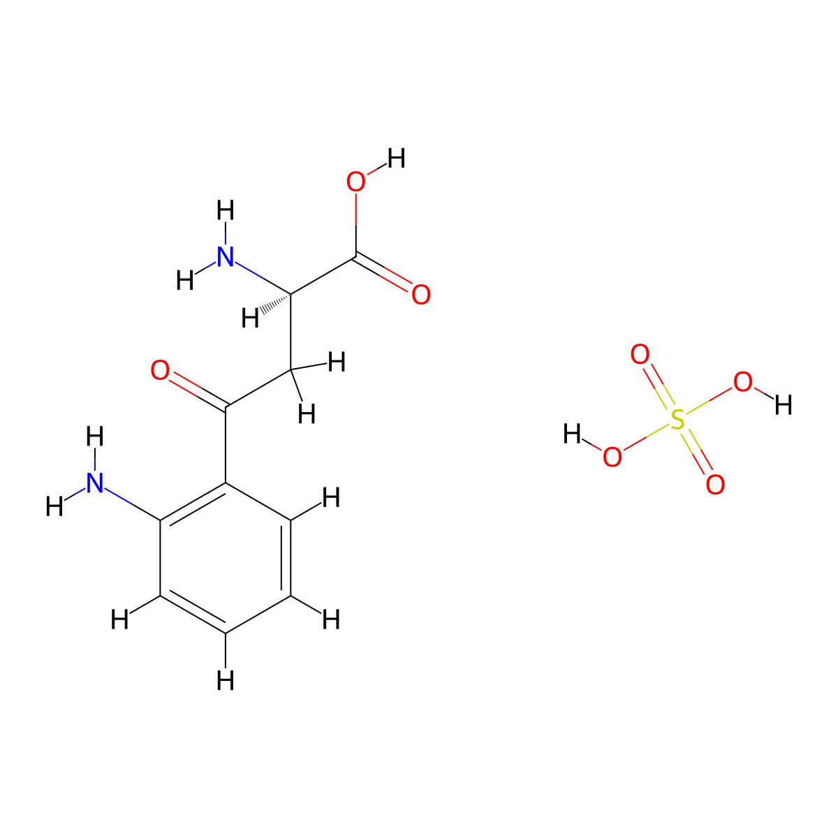 (R)-2-Amino-4-(2-aminophenyl)-4-oxobutanoic acid sulfuric acid (1:1) molecular structure, CAS 19185-26-3