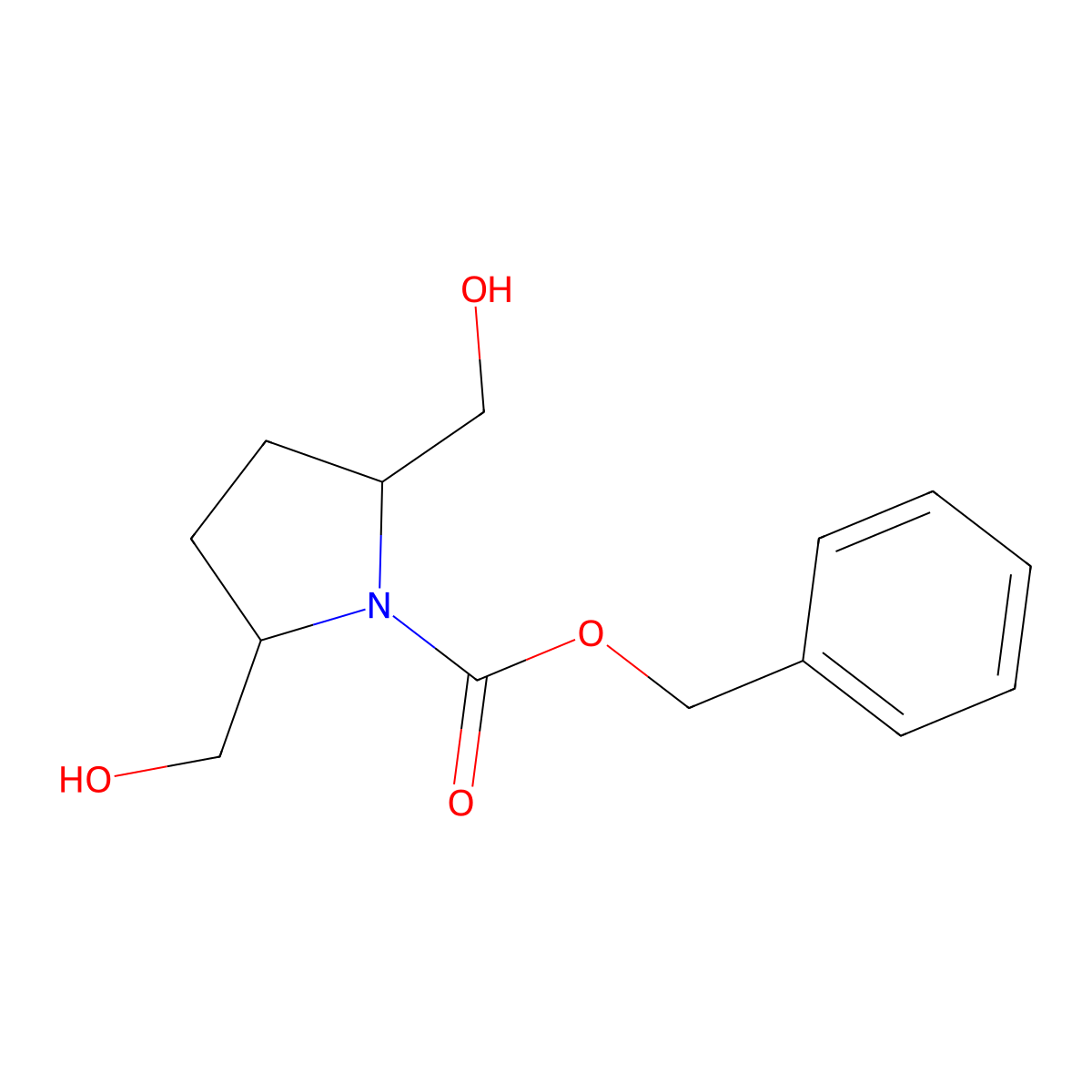 rac-benzyl (2R,5R)-2,5-bis(hydroxymethyl)pyrrolidine-1-carboxylate molecular structure, CAS 191851-03-3