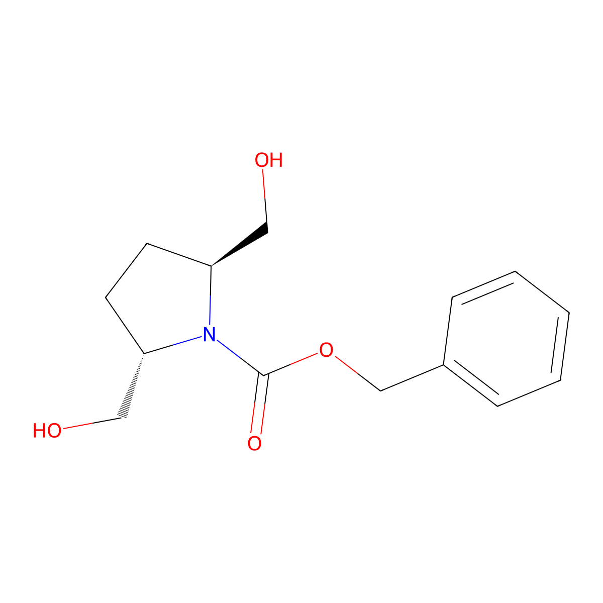 rac-benzyl (2R,5R)-2,5-bis(hydroxymethyl)pyrrolidine-1-carboxylate molecular structure, CAS 191851-03-3
