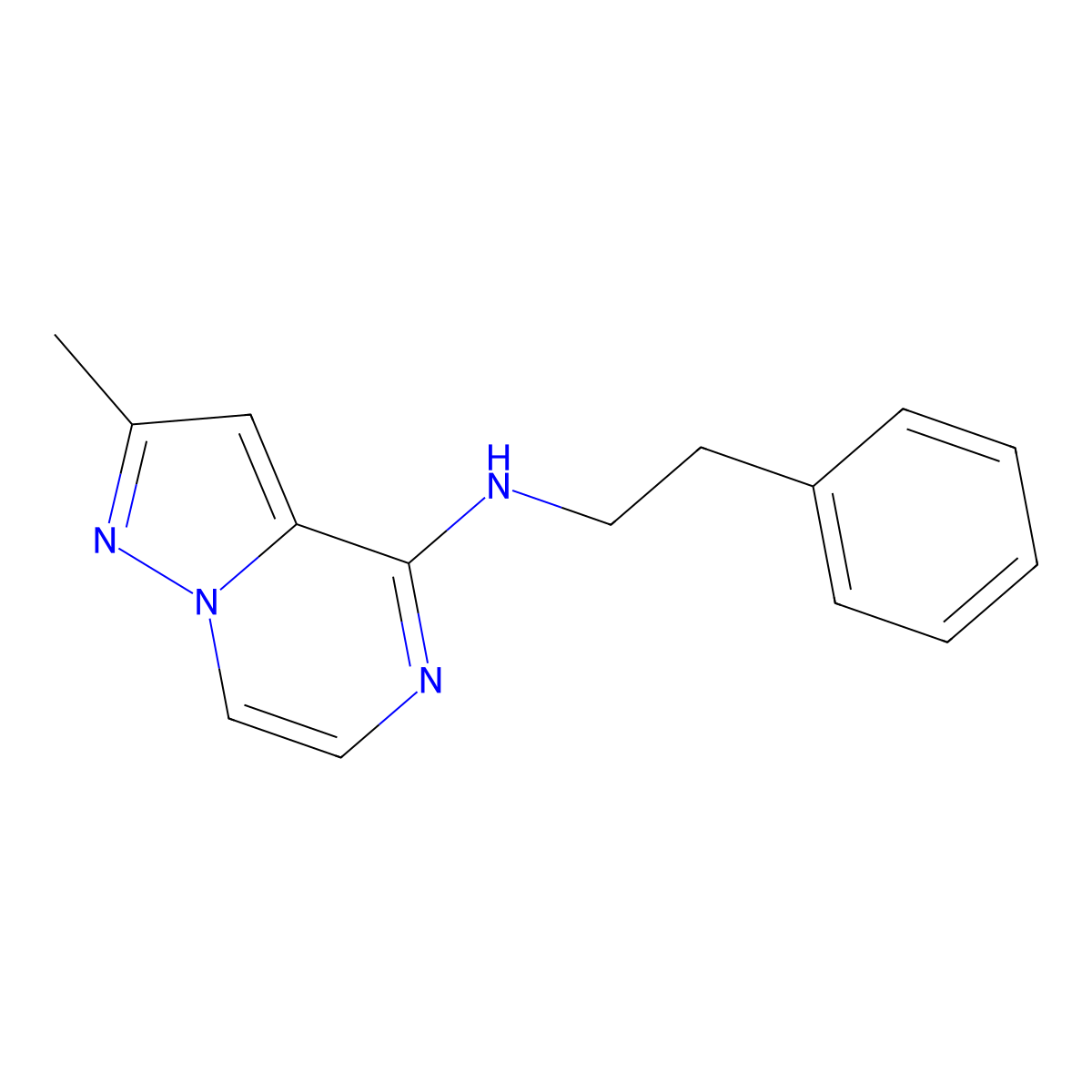 2-methyl-N-(2-phenylethyl)pyrazolo[1,5-a]pyrazin-4-amine molecular structure, CAS 1918618-71-9