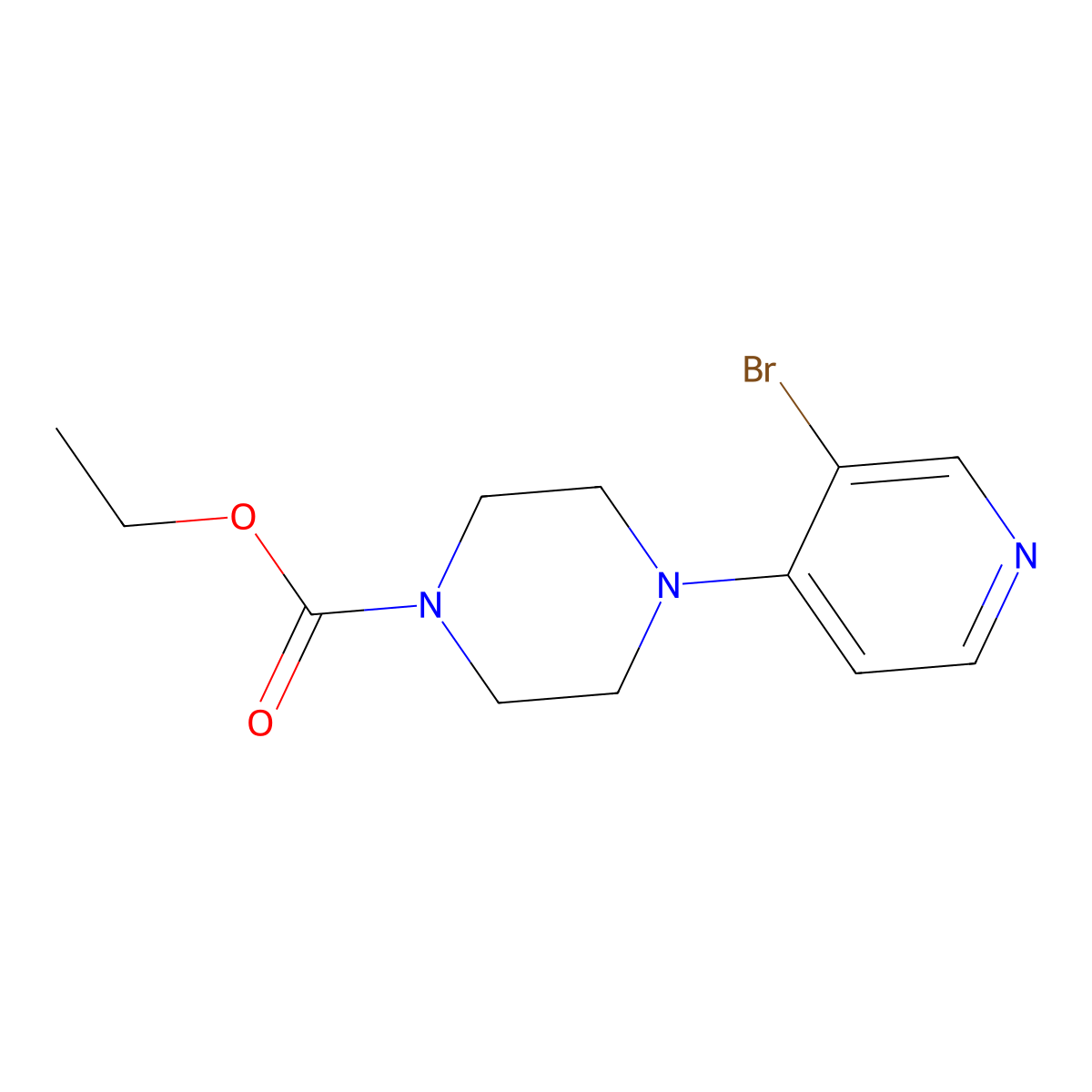 Ethyl 4-(3-bromopyridin-4-yl)piperazine-1-carboxylate molecular structure, CAS 1918663-47-4