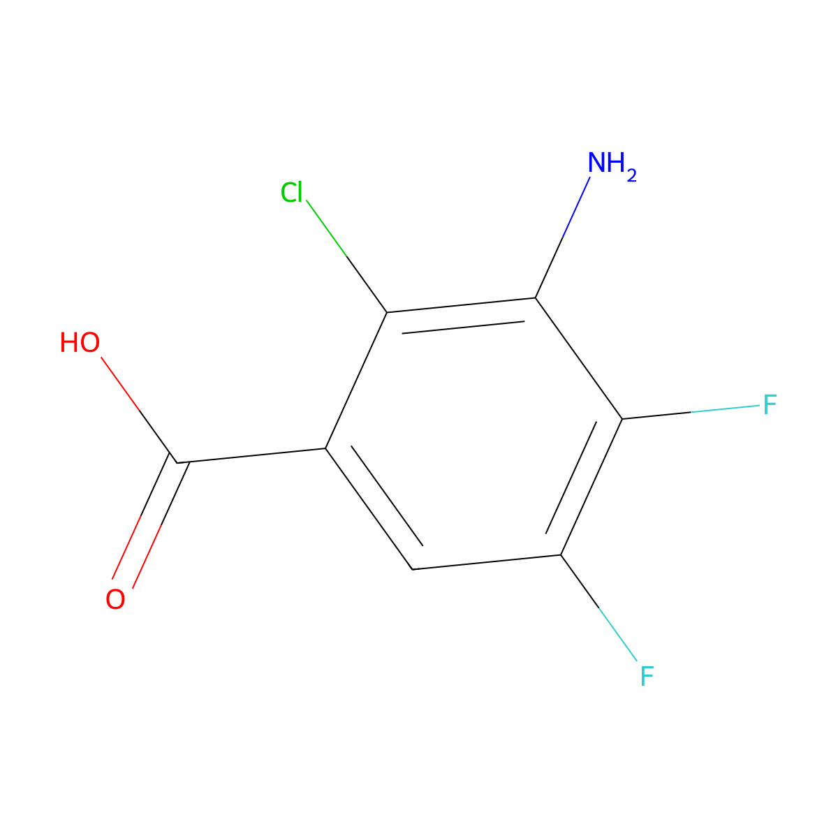 3-Amino-2-chloro-4,5-difluorobenzoic acid molecular structure, CAS 191873-07-1