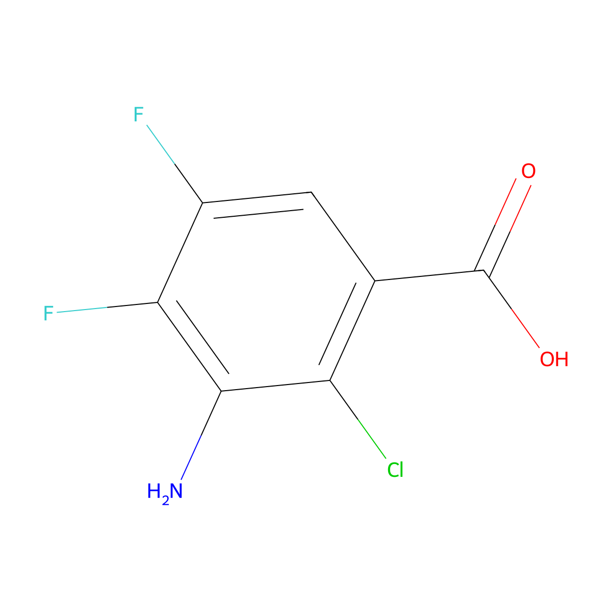 3-Amino-2-chloro-4,5-difluorobenzoic acid molecular structure, CAS 191873-07-1